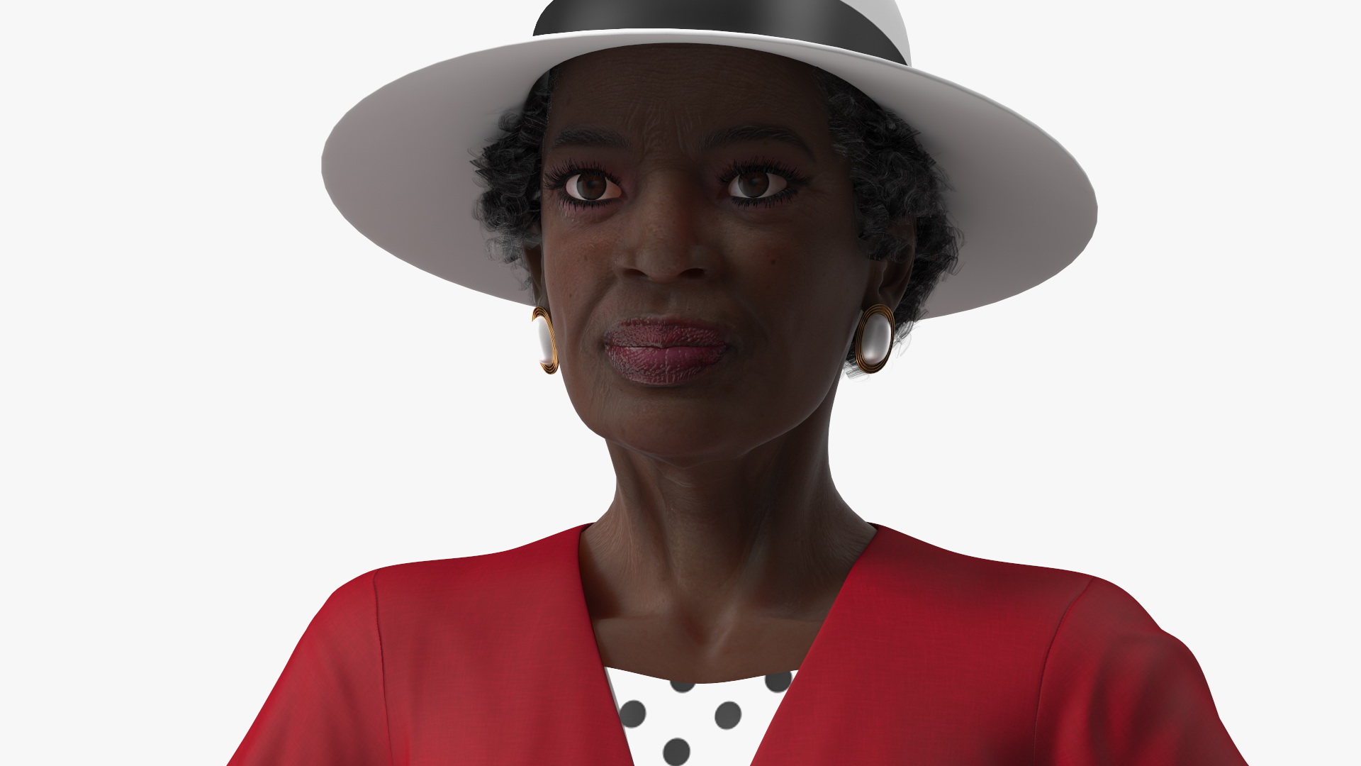 3D Afro American Elderly Woman Formal Wear Rigged