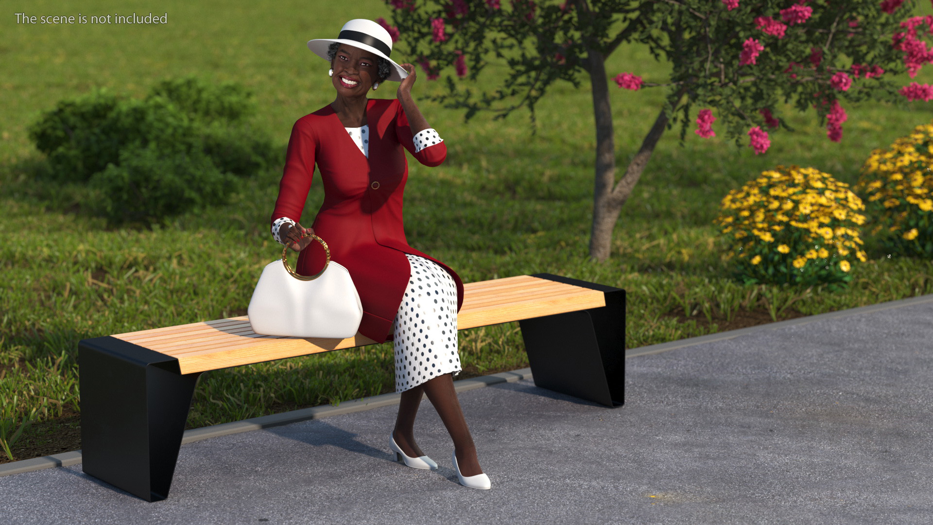 3D Afro American Elderly Woman Formal Wear Rigged
