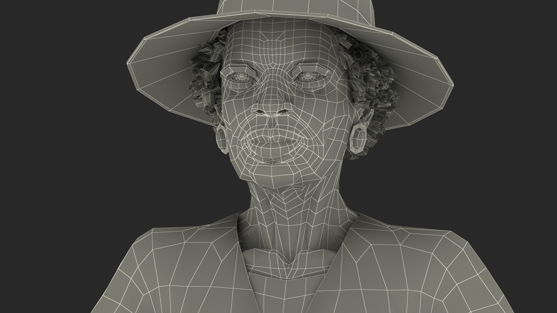 3D Afro American Elderly Woman Formal Wear Rigged