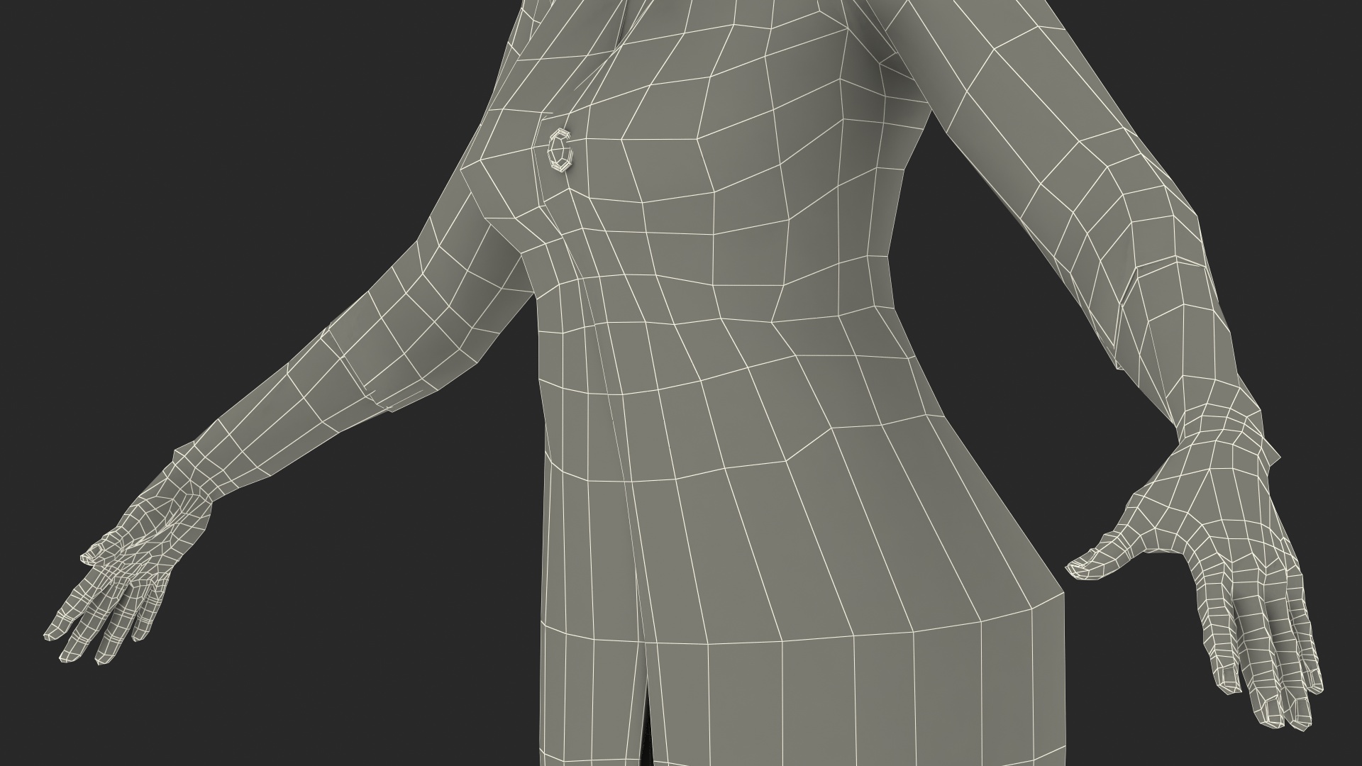 3D Afro American Elderly Woman Formal Wear Rigged