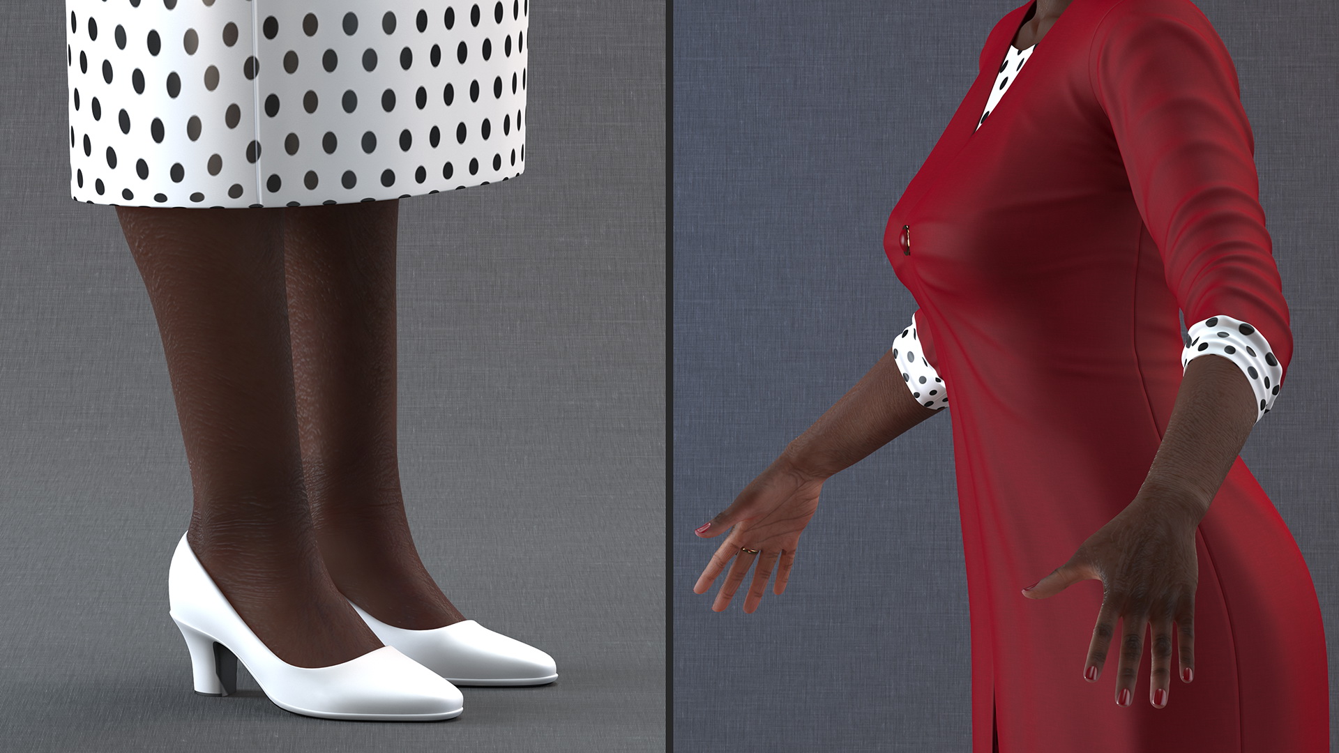 3D Afro American Elderly Woman Formal Wear Rigged
