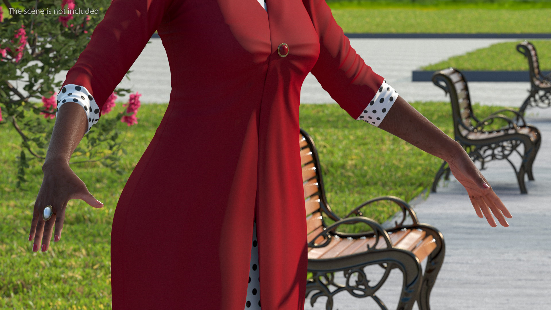 3D Afro American Elderly Woman Formal Wear Rigged
