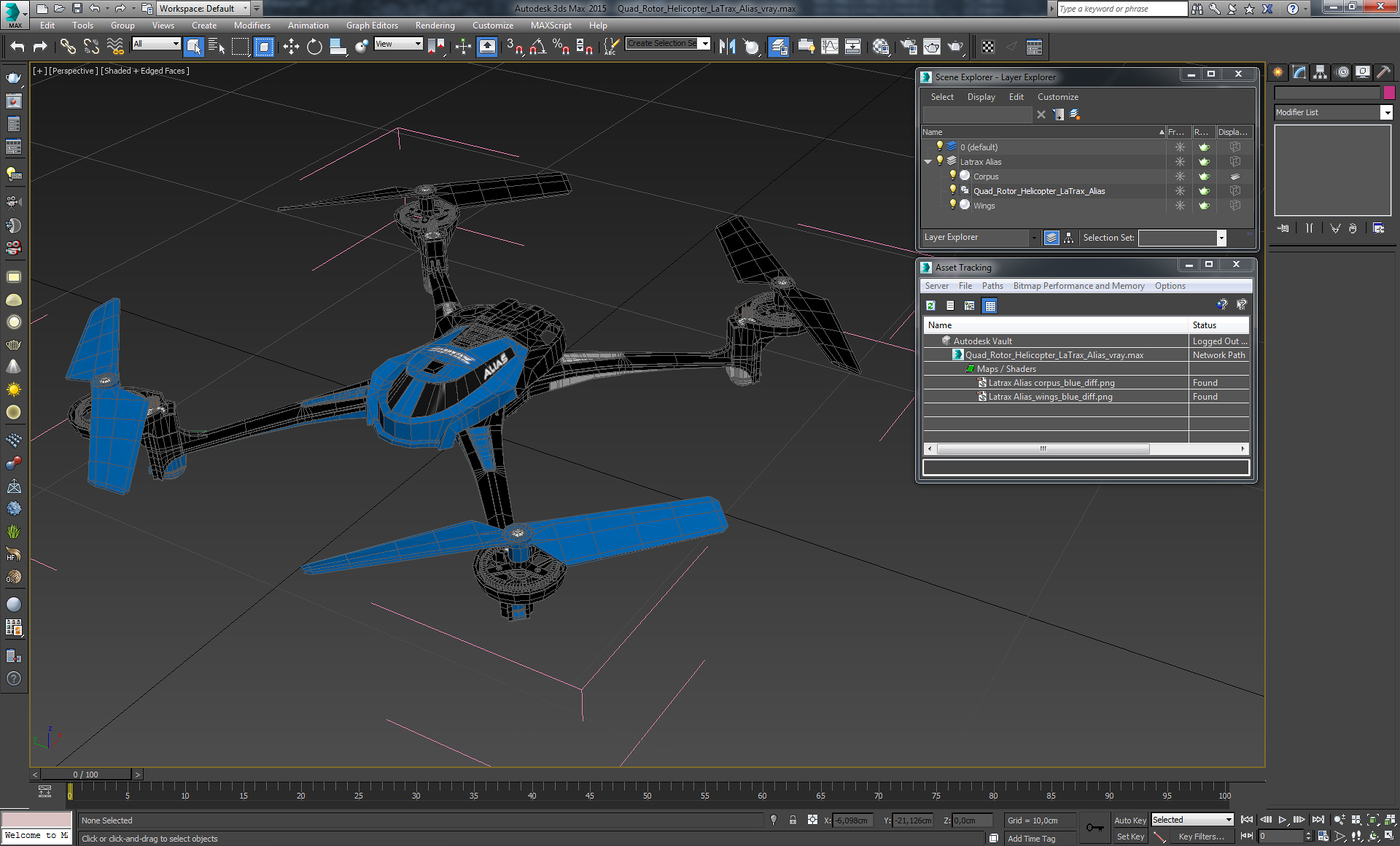 Quad Rotor Helicopter LaTrax Alias 3D model