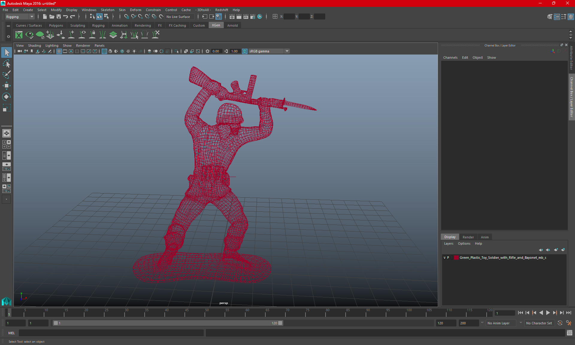 3D Green Plastic Toy Soldier with Rifle and Bayonet model