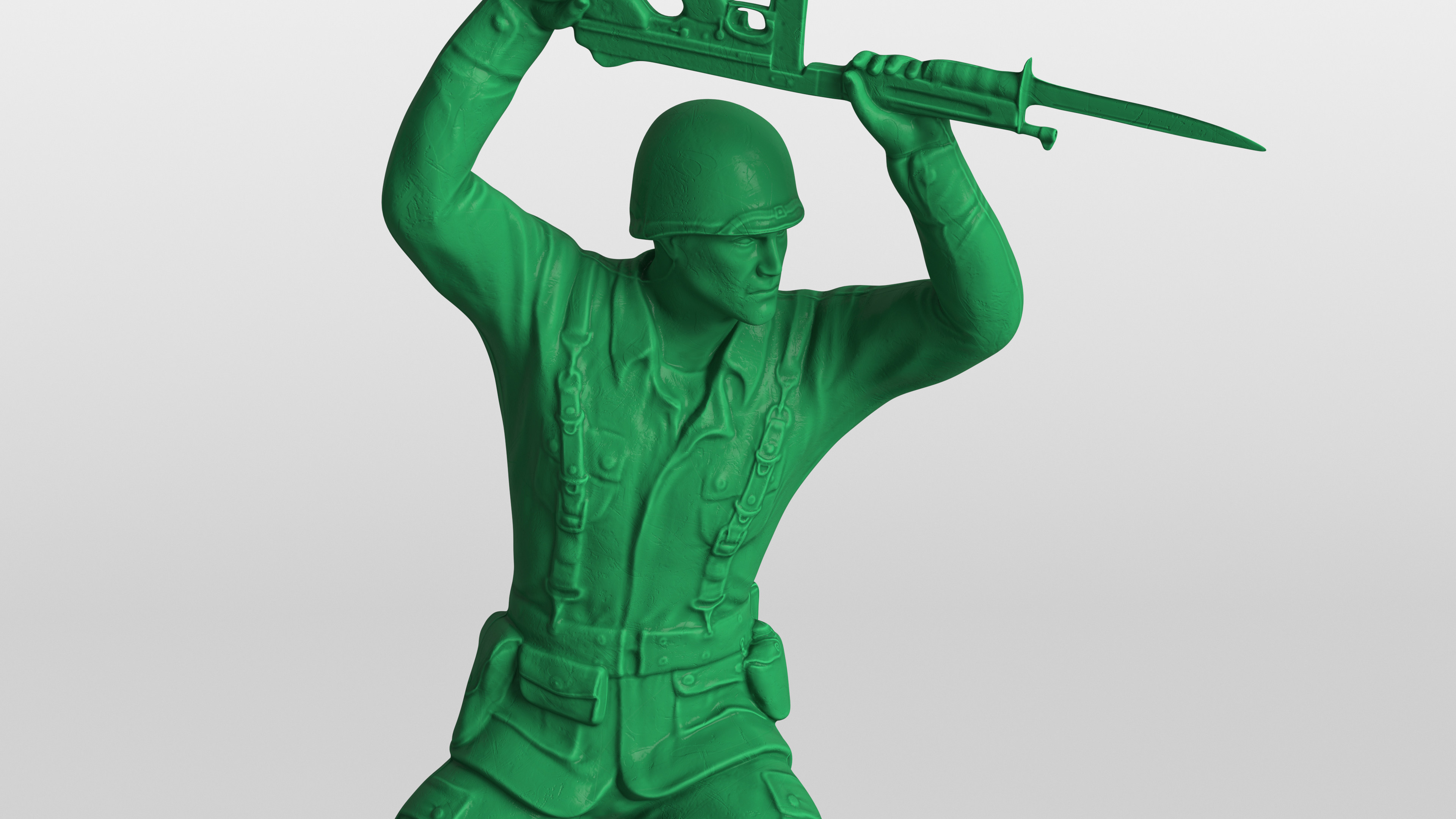 3D Green Plastic Toy Soldier with Rifle and Bayonet model