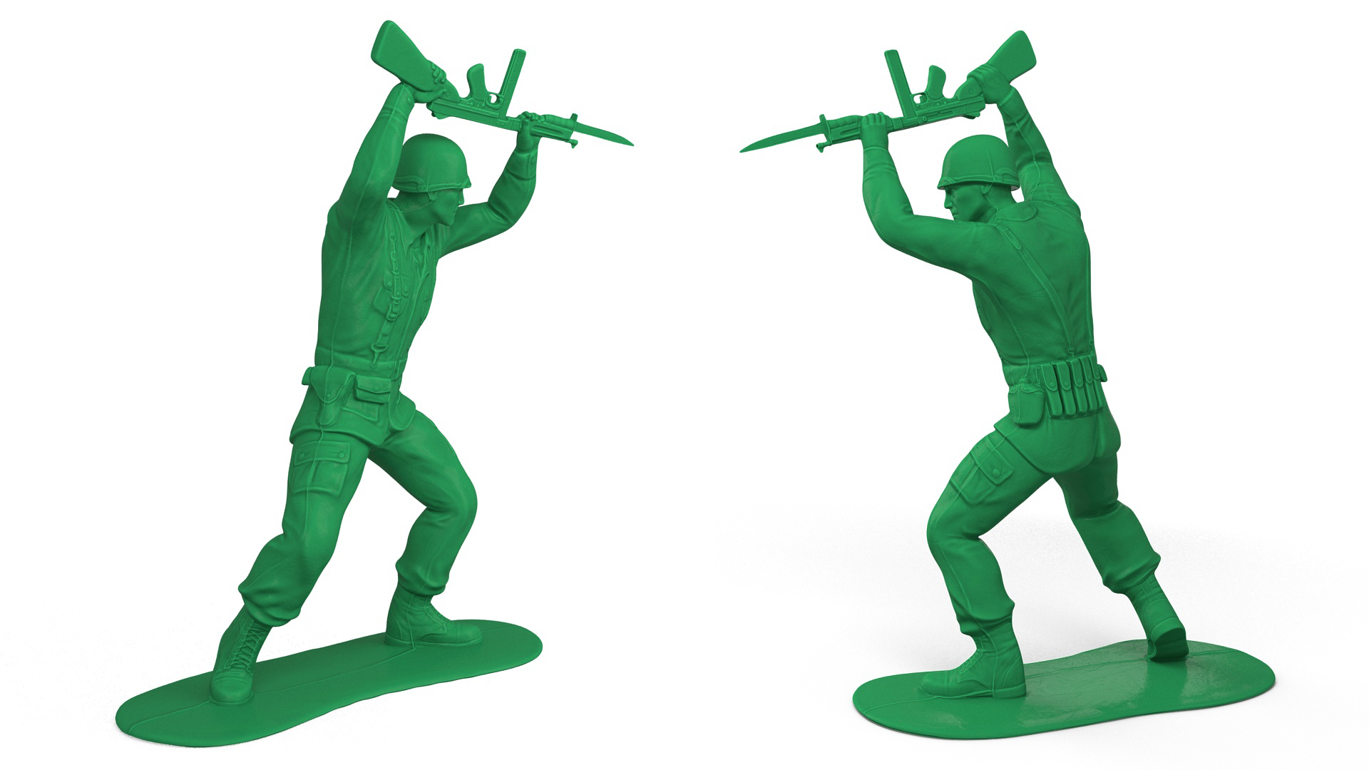 3D Green Plastic Toy Soldier with Rifle and Bayonet model