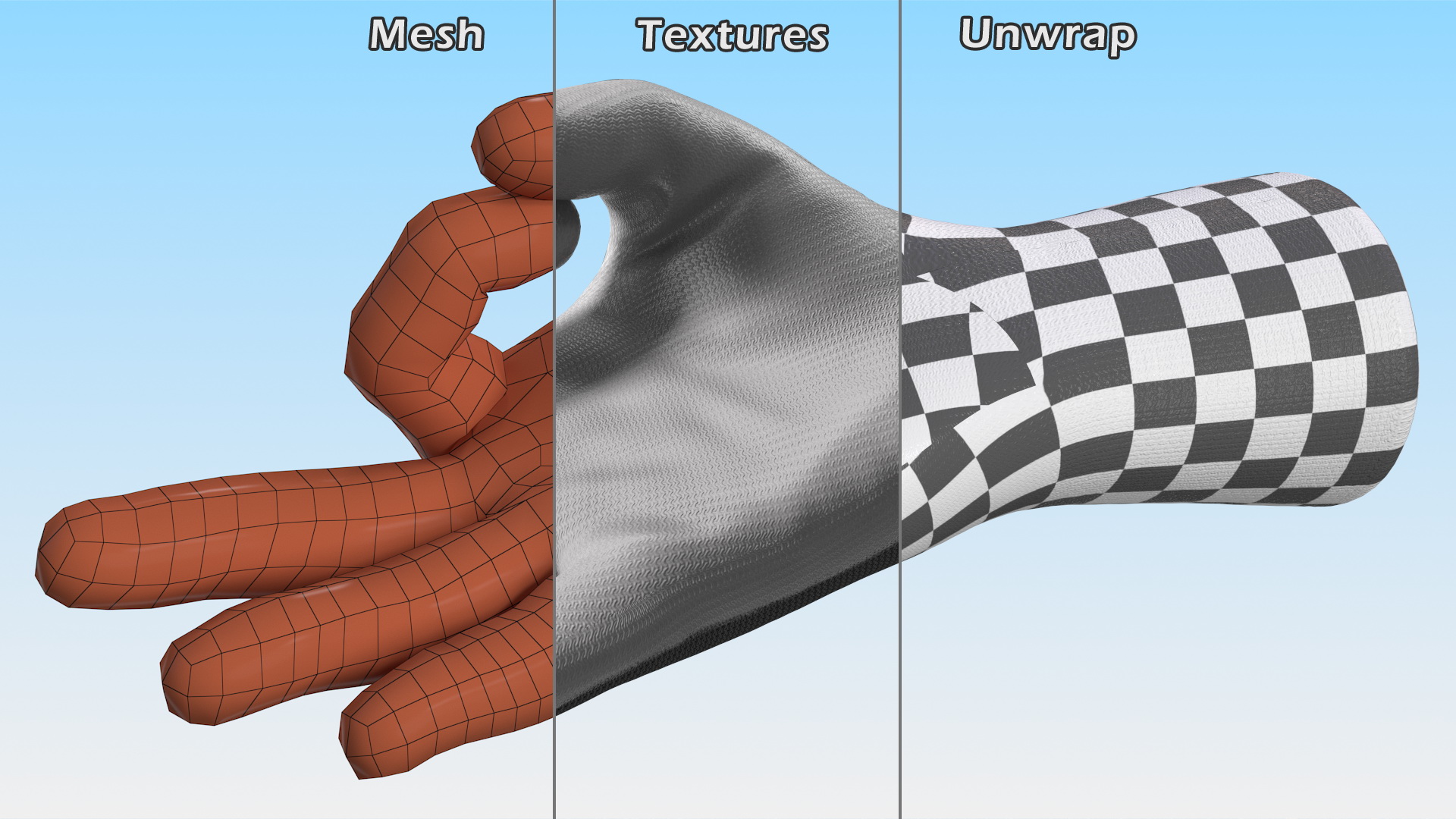 Safety Work Gloves OK Hand Gesture Gray 3D model