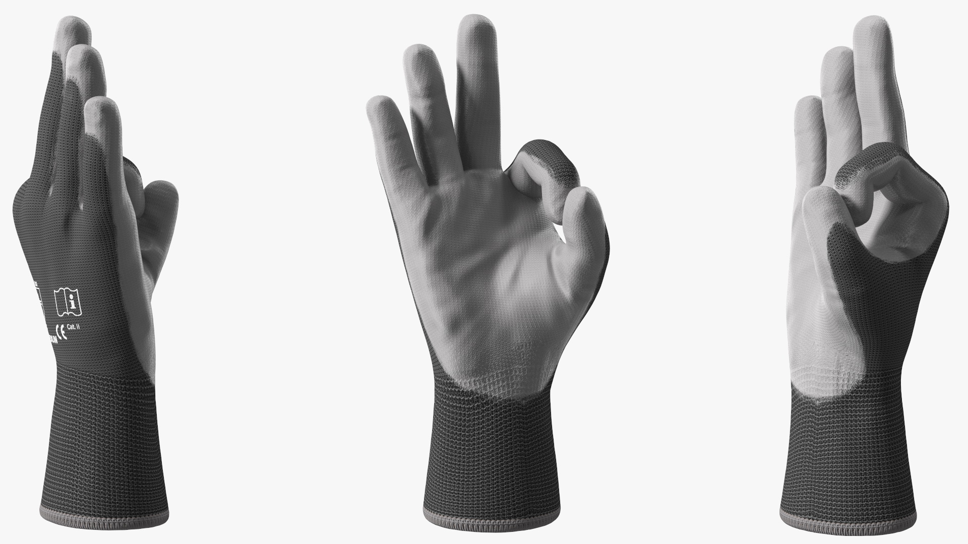 Safety Work Gloves OK Hand Gesture Gray 3D model