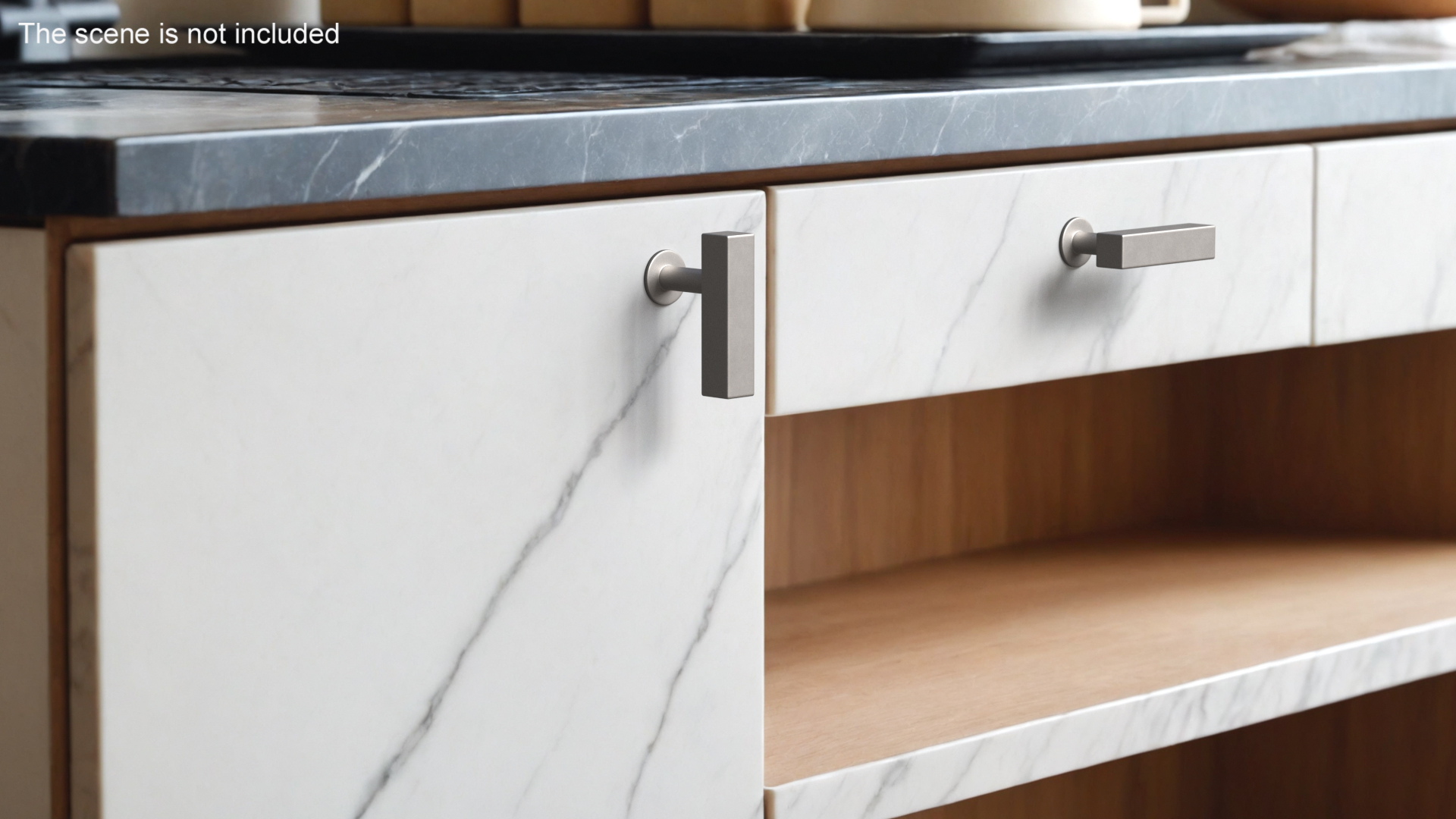 3D Kitchen Cabinet Handle Knob Rectangular Silver