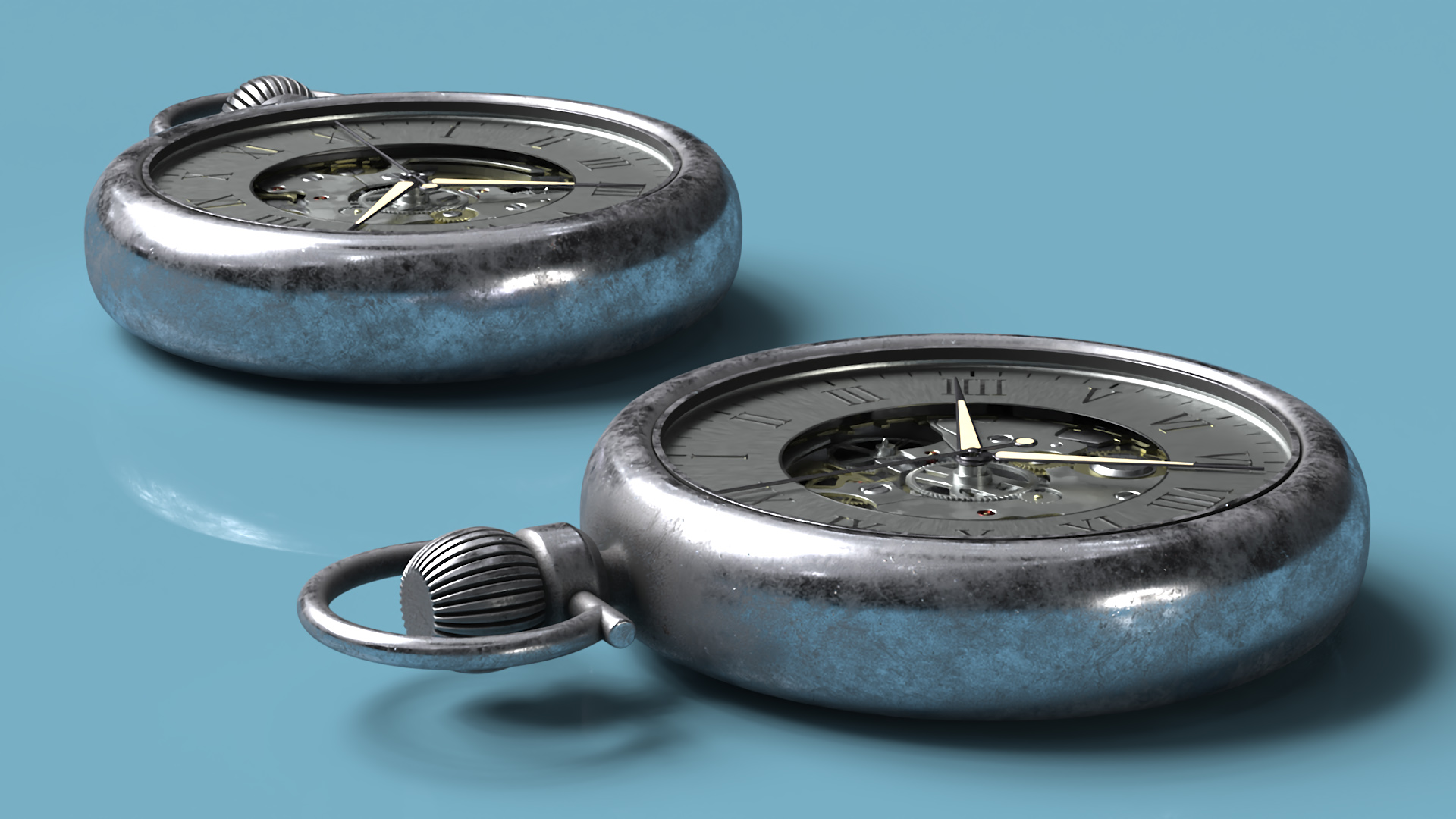Antique Pocket Watch Animated 3D model