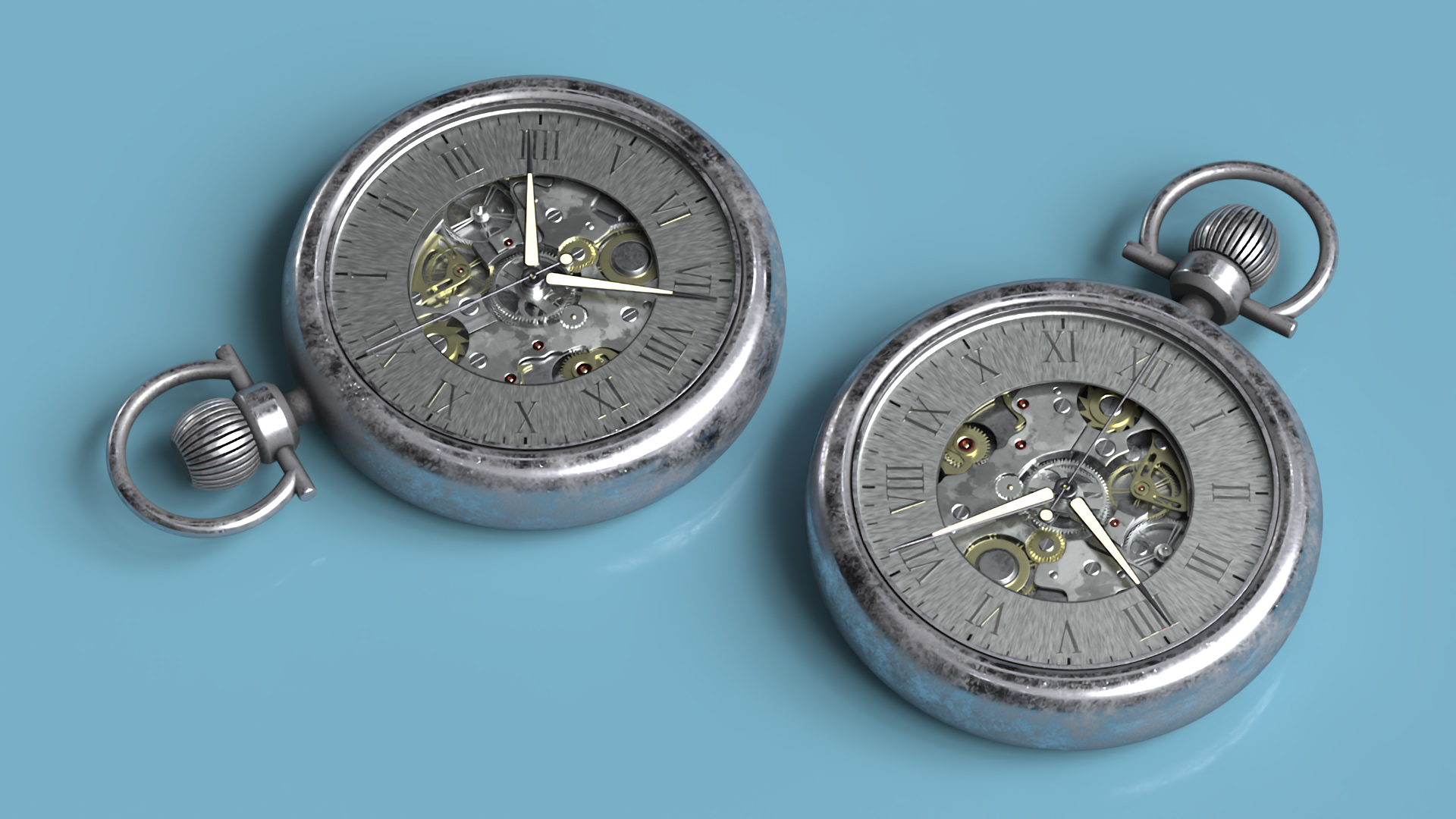 Antique Pocket Watch Animated 3D model