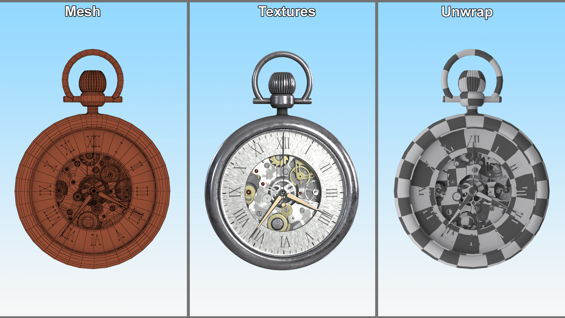 Antique Pocket Watch Animated 3D model