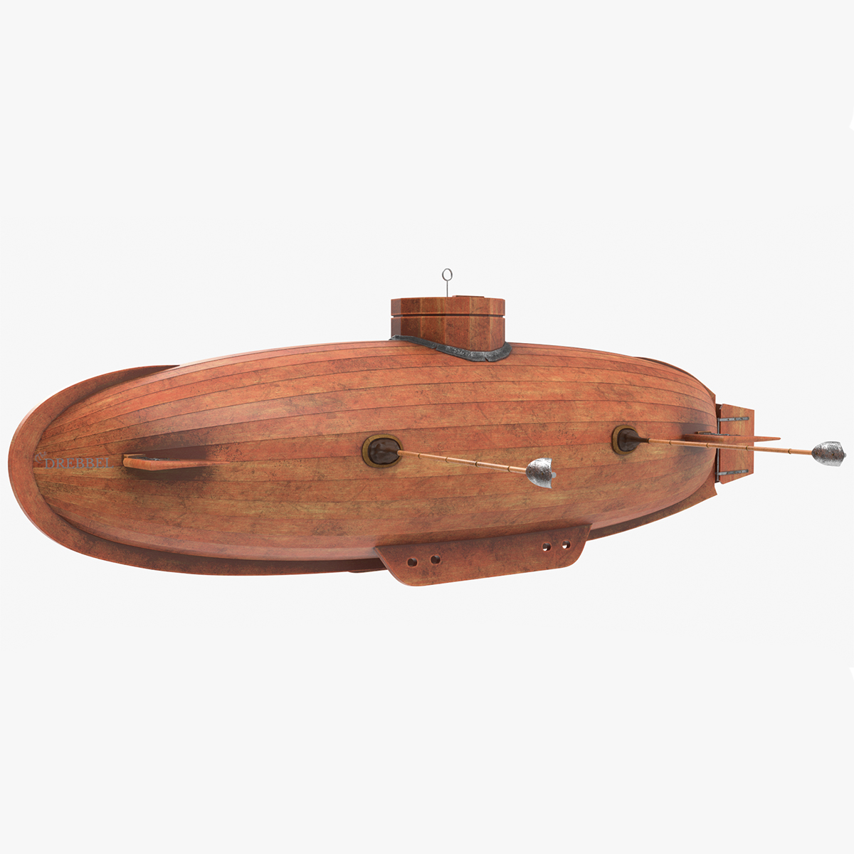 3D Old Wooden Submarine Rigged for Maya
