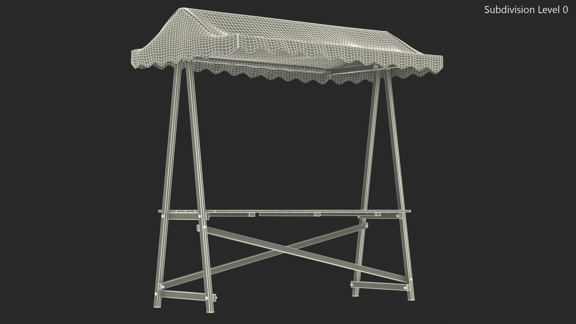 3D Wooden Market Stall with Awning