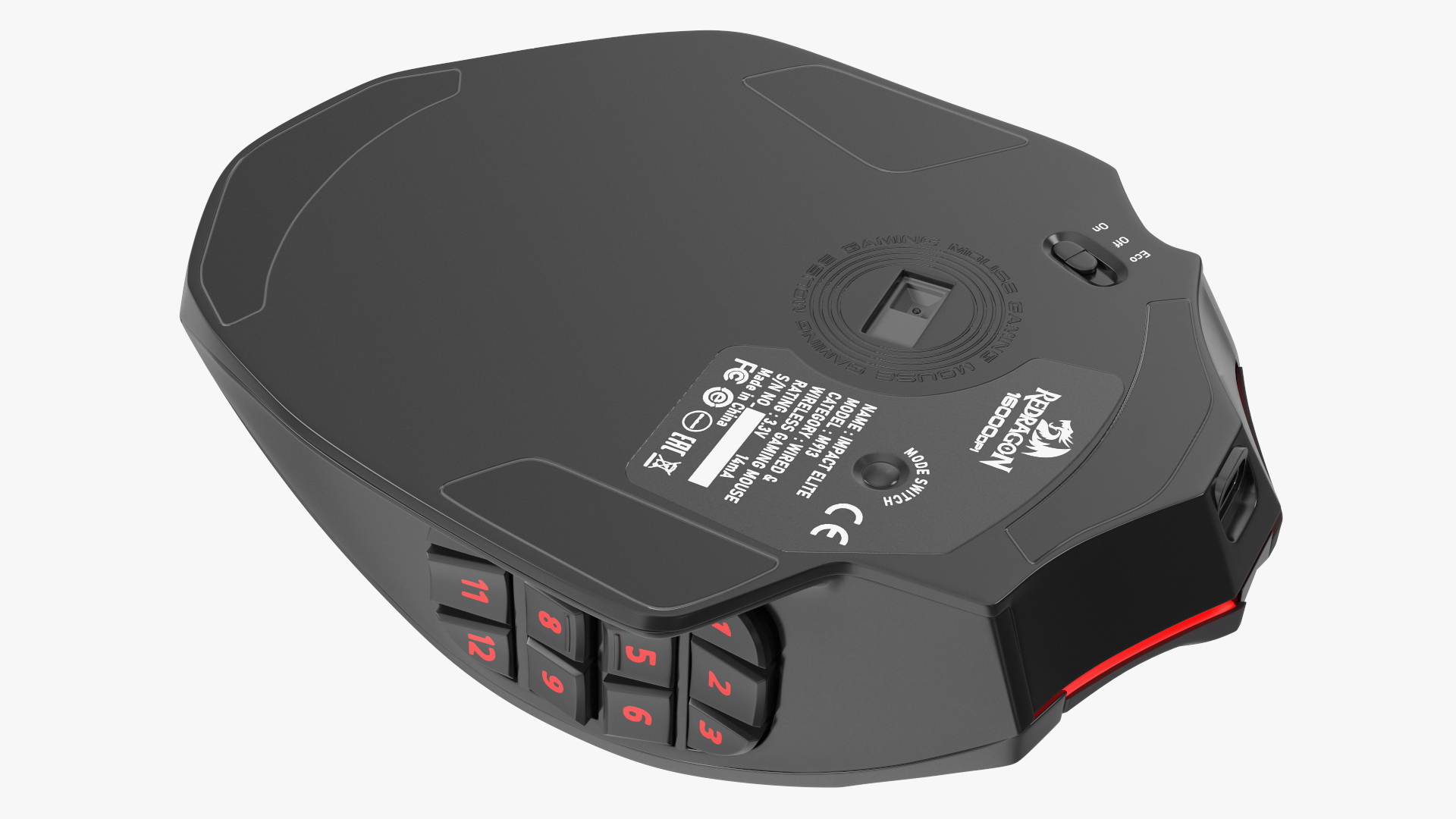 3D Reddragon IMPACT ELITE Wireless Gaming Mouse Red model