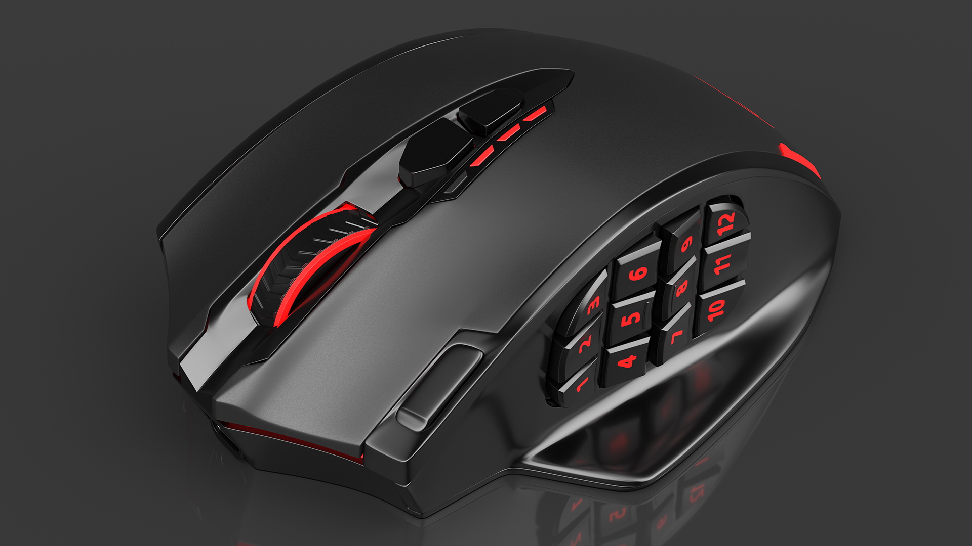 3D Reddragon IMPACT ELITE Wireless Gaming Mouse Red model