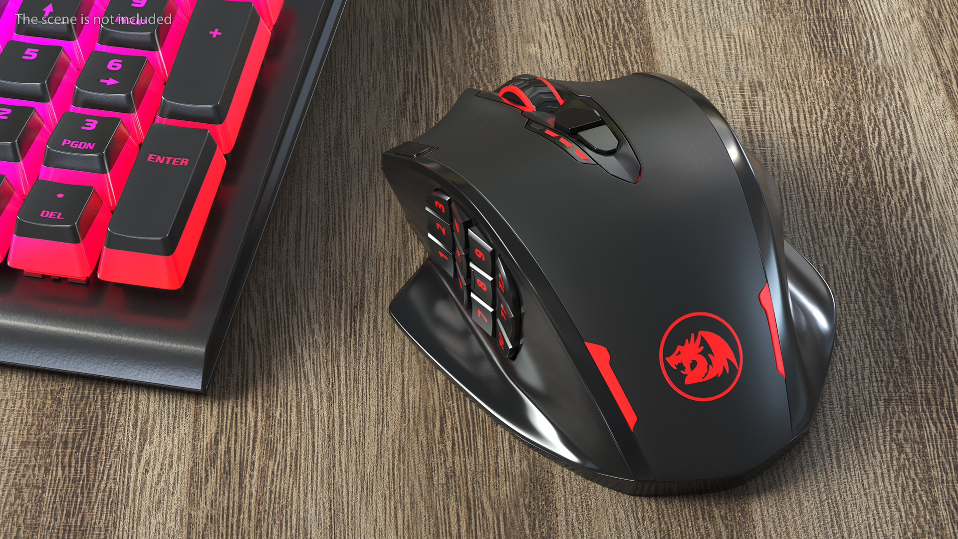 3D Reddragon IMPACT ELITE Wireless Gaming Mouse Red model