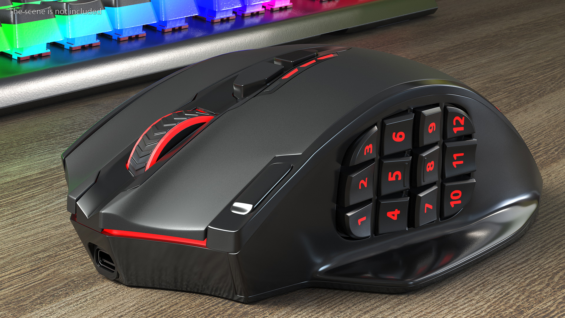 3D Reddragon IMPACT ELITE Wireless Gaming Mouse Red model