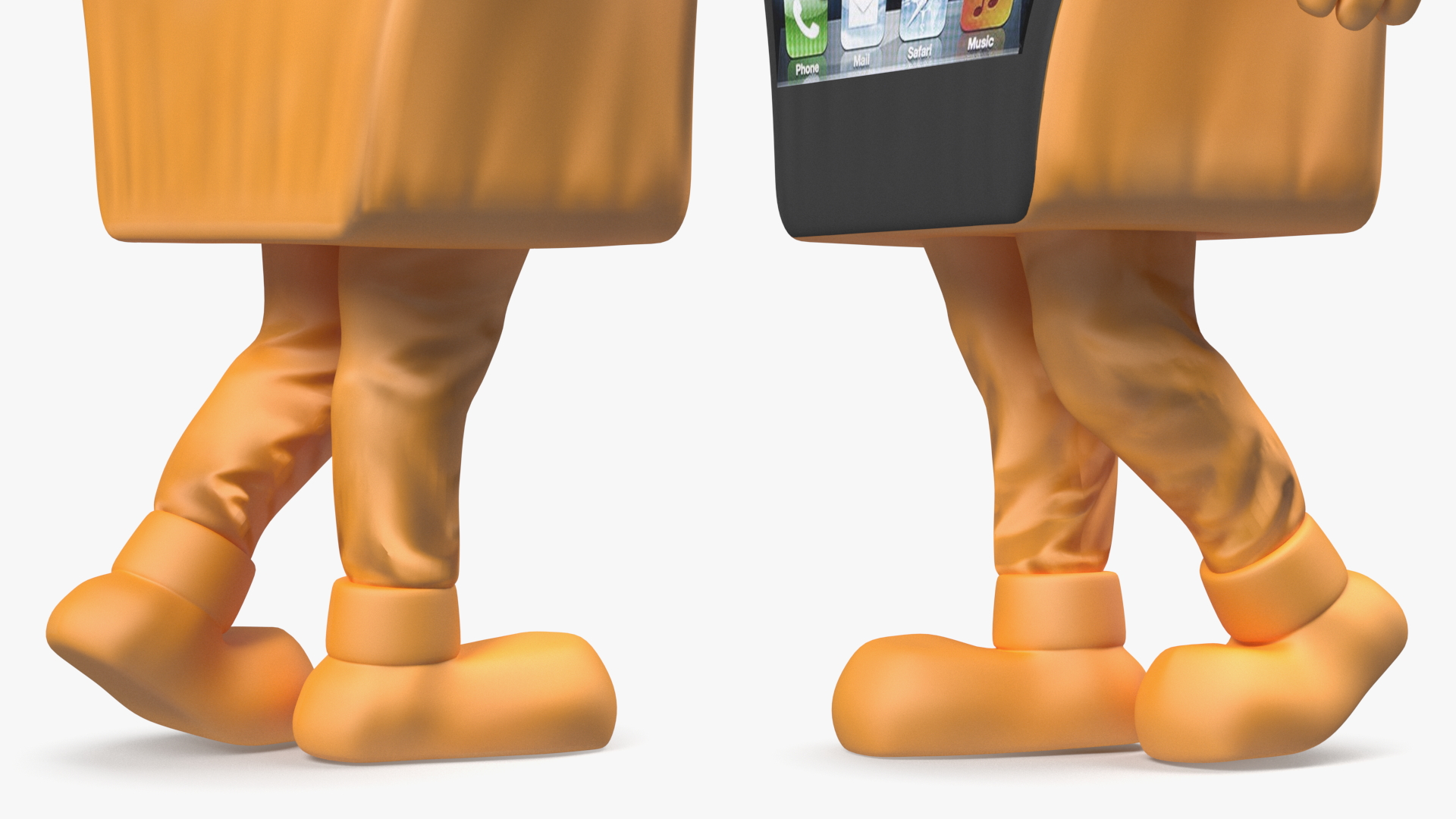 3D Orange IPhone Mascot Walking model