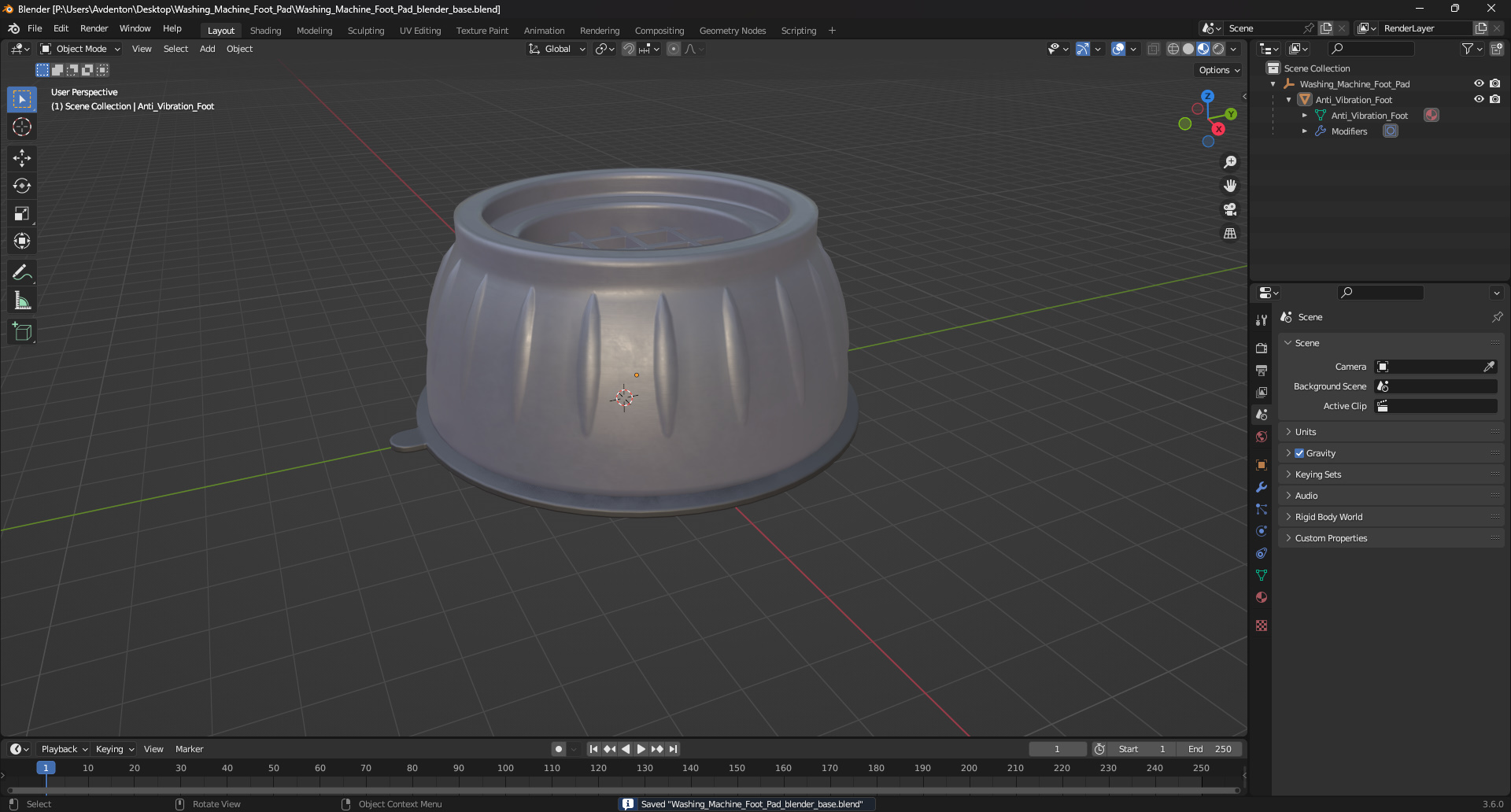 Washing Machine Foot Pad 3D model