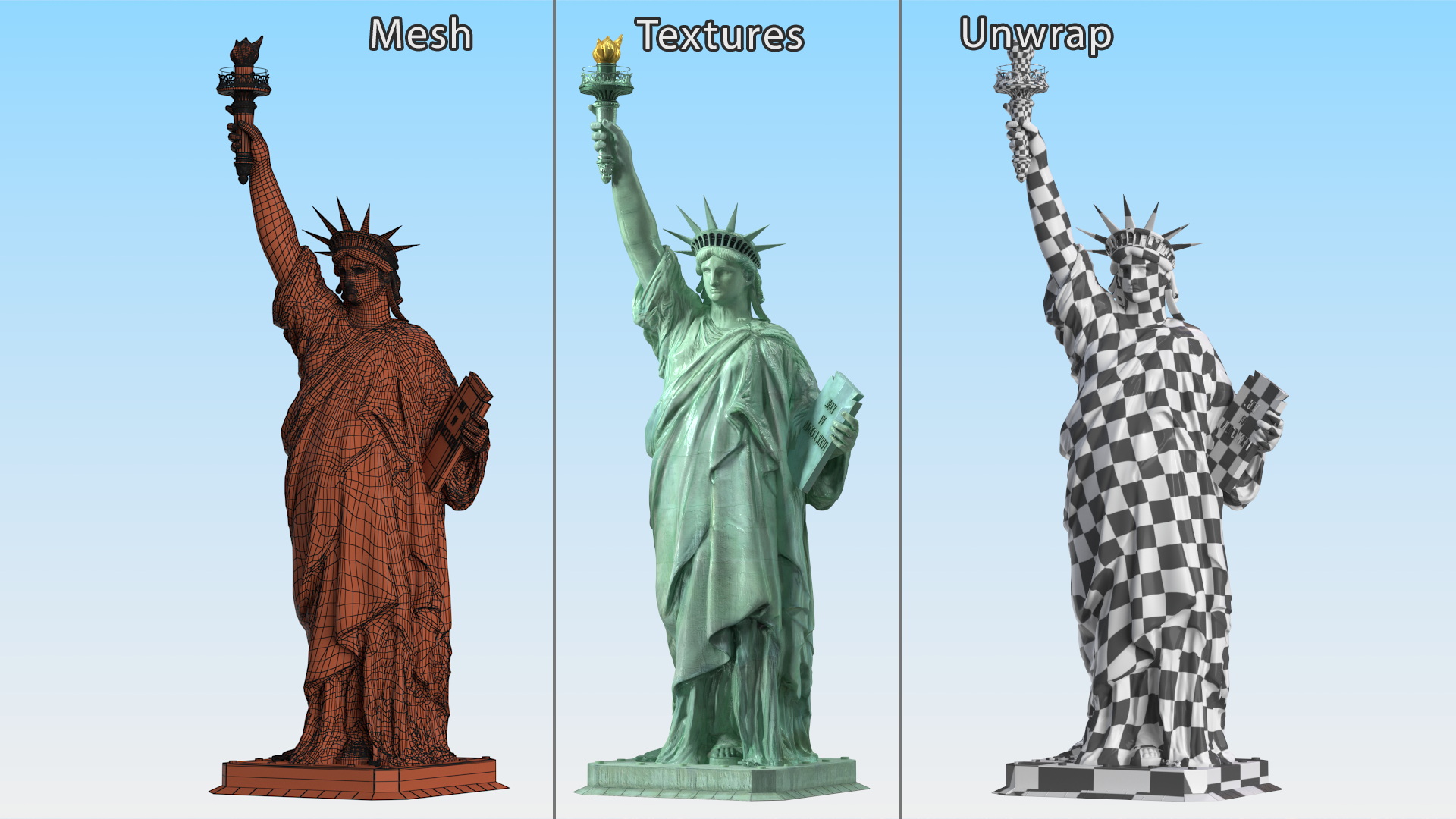 Statue of Liberty without Pedestal for 3D Print 3D