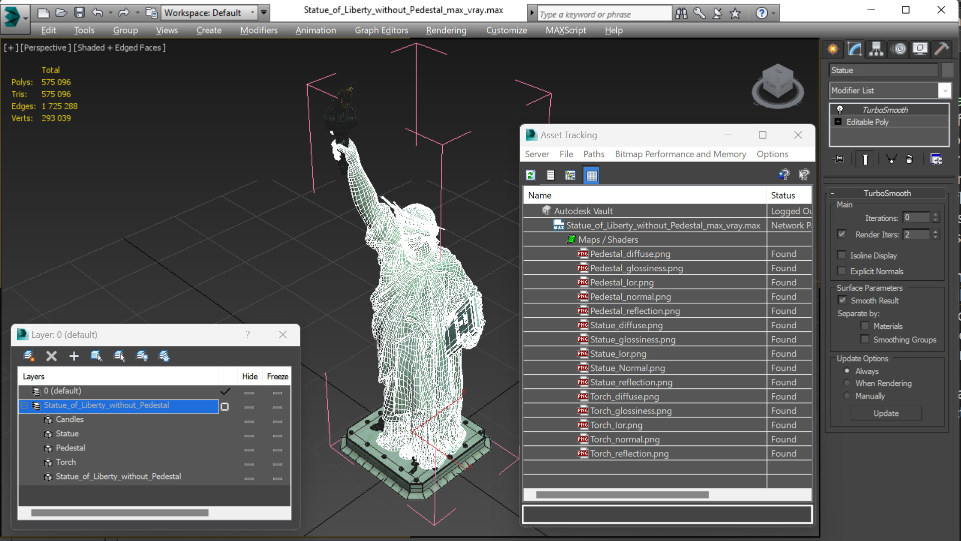 Statue of Liberty without Pedestal for 3D Print 3D