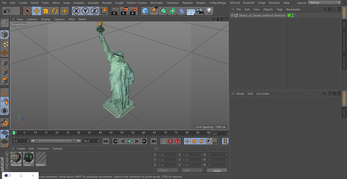 Statue of Liberty without Pedestal for 3D Print 3D