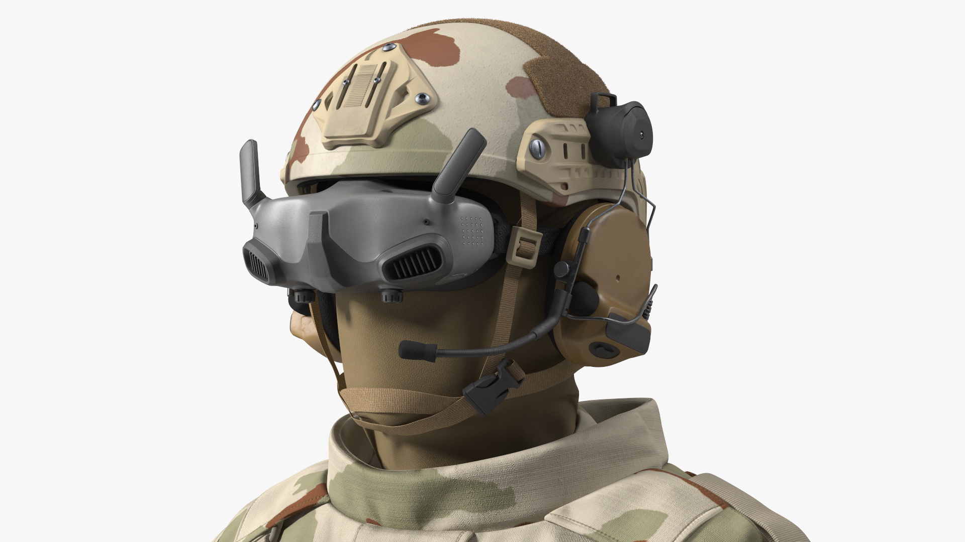 FPV Drone Military Operator in Desert Camouflage Uniform Fur Rigged 3D