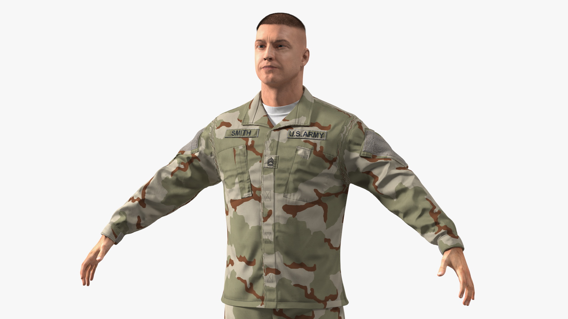 FPV Drone Military Operator in Desert Camouflage Uniform Fur Rigged 3D