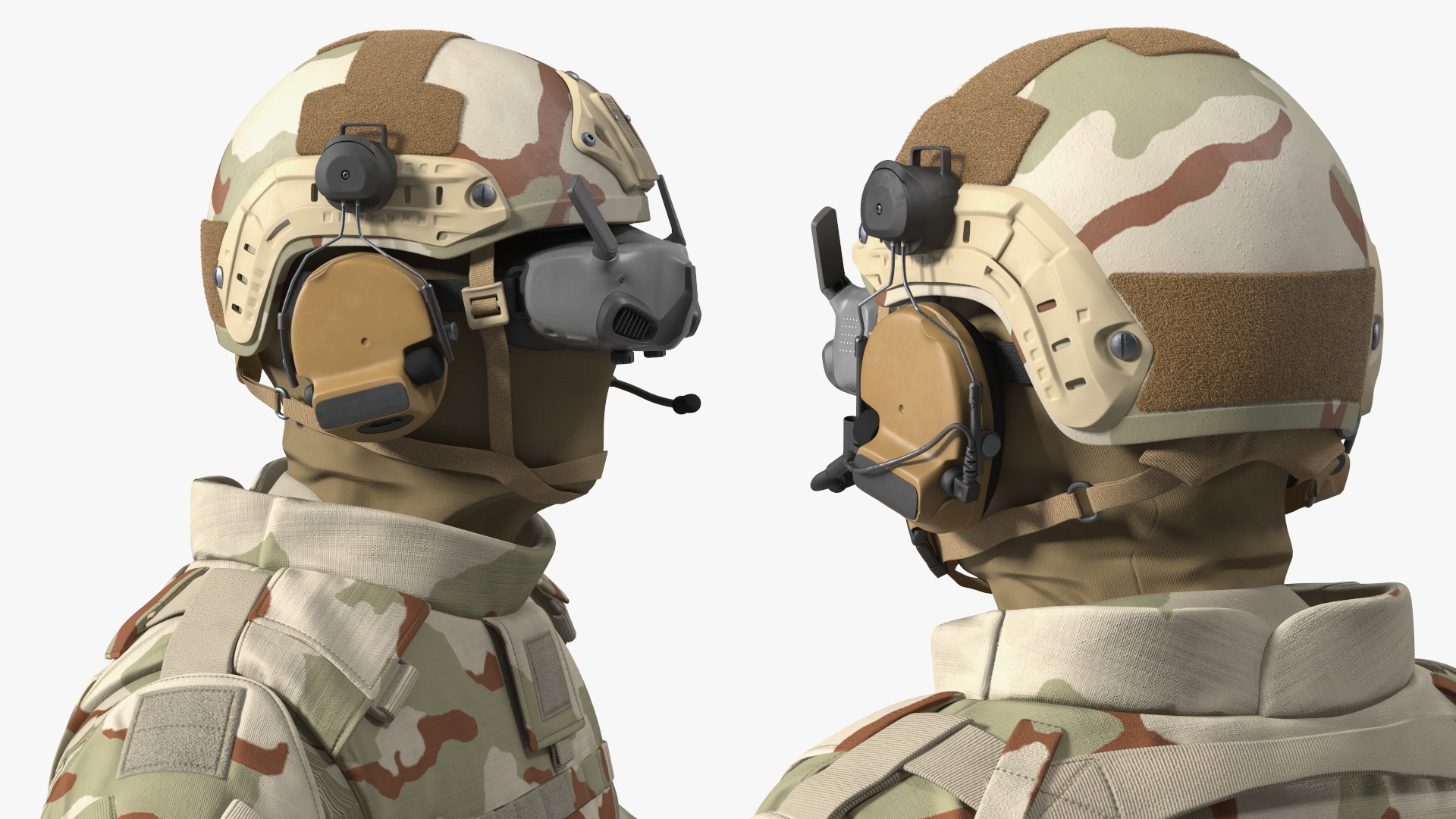 FPV Drone Military Operator in Desert Camouflage Uniform Fur Rigged 3D