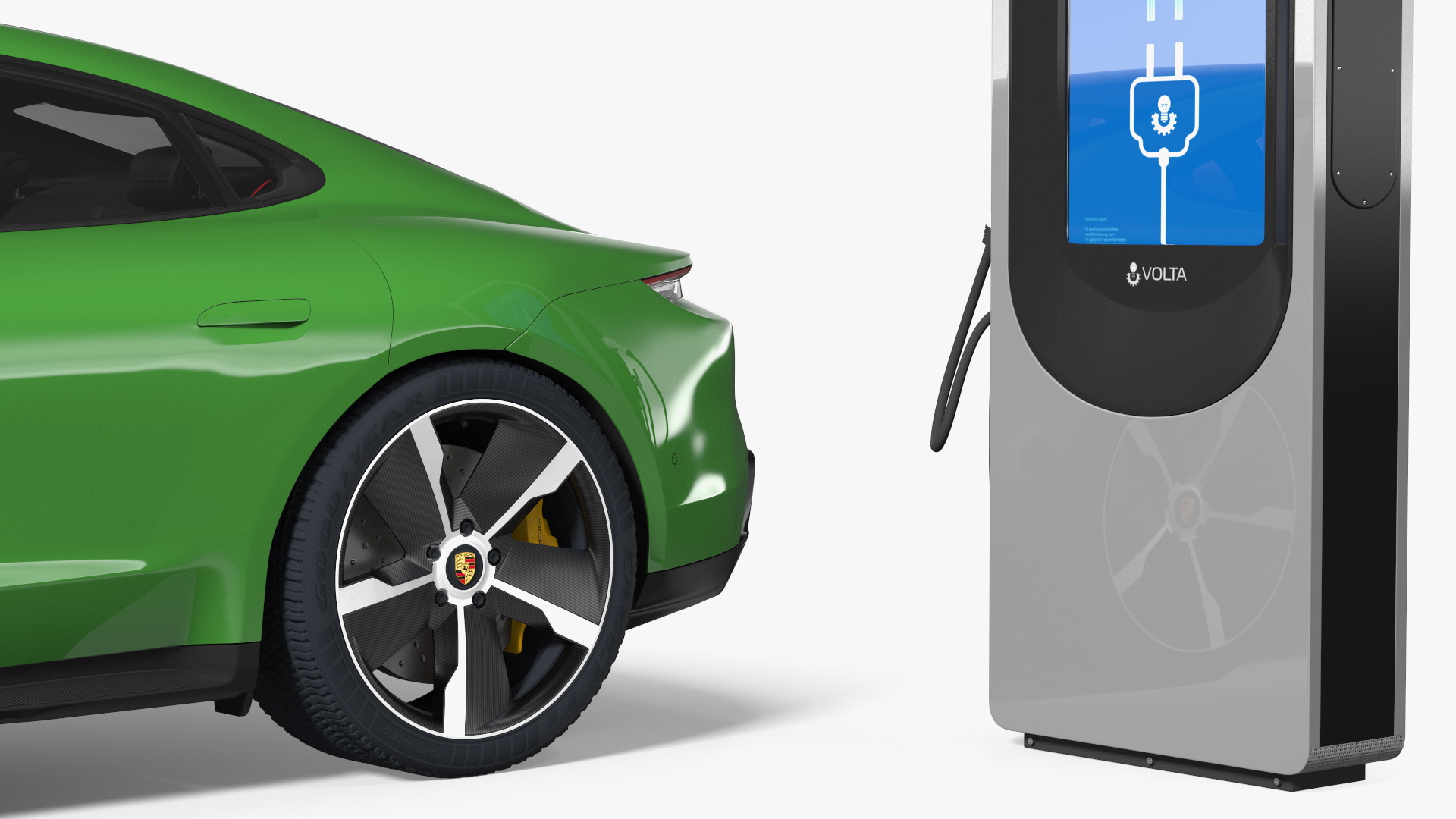 3D Electric Car Charging Station and Porsche Taycan Turbo S 2020 Rigged model