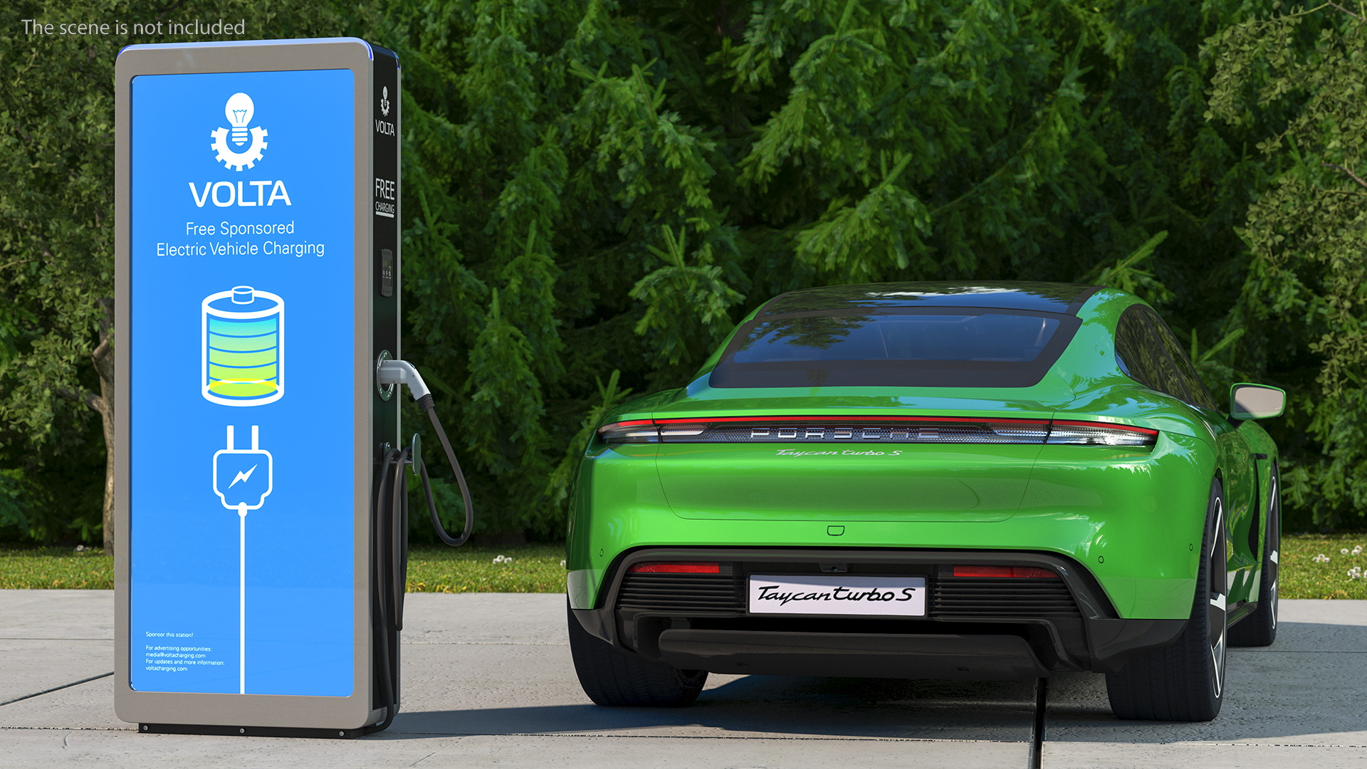 3D Electric Car Charging Station and Porsche Taycan Turbo S 2020 Rigged model