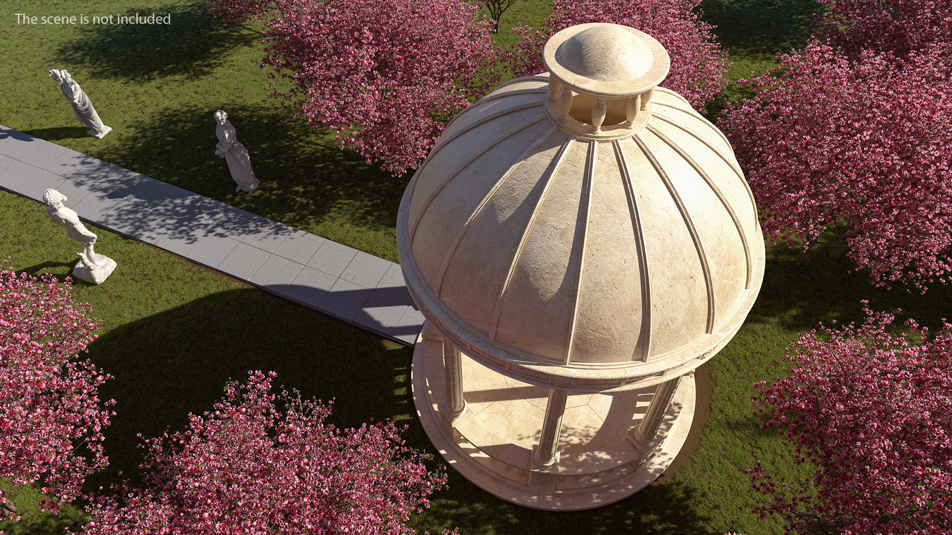 Outdoor Stone Garden Gazebo with Roof 3D
