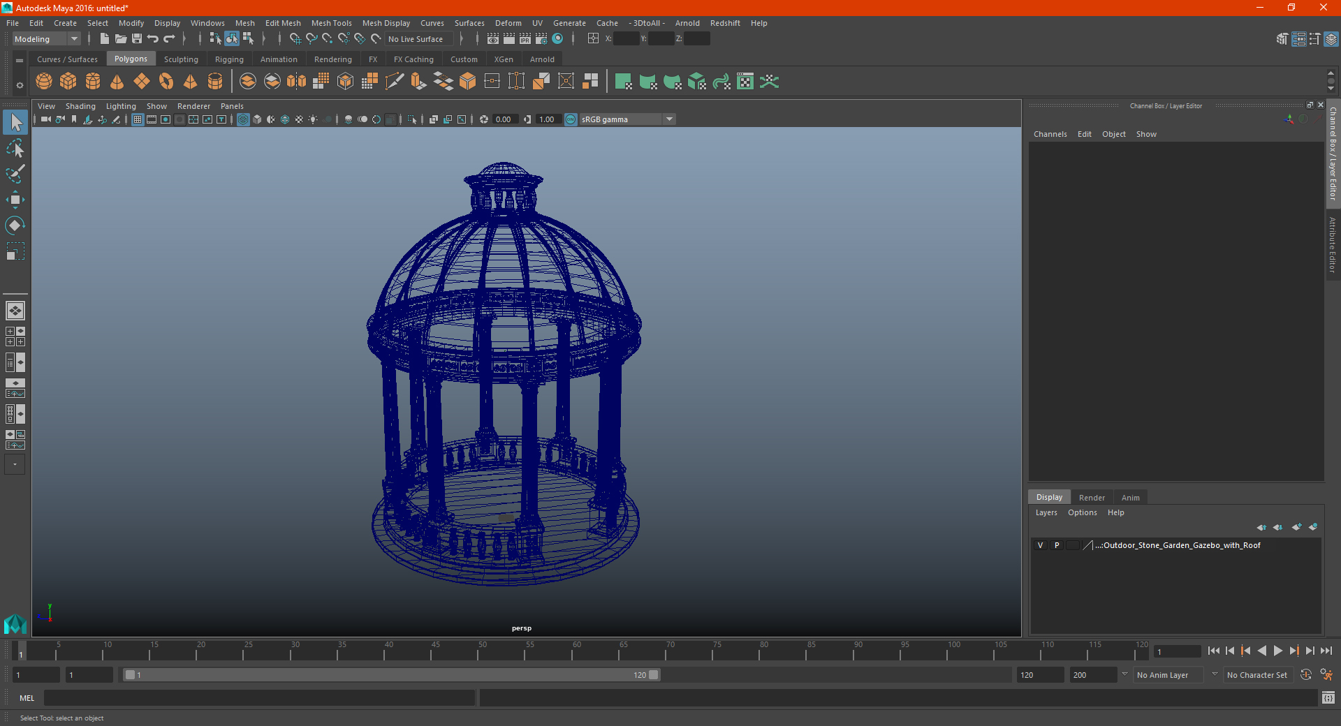 Outdoor Stone Garden Gazebo with Roof 3D