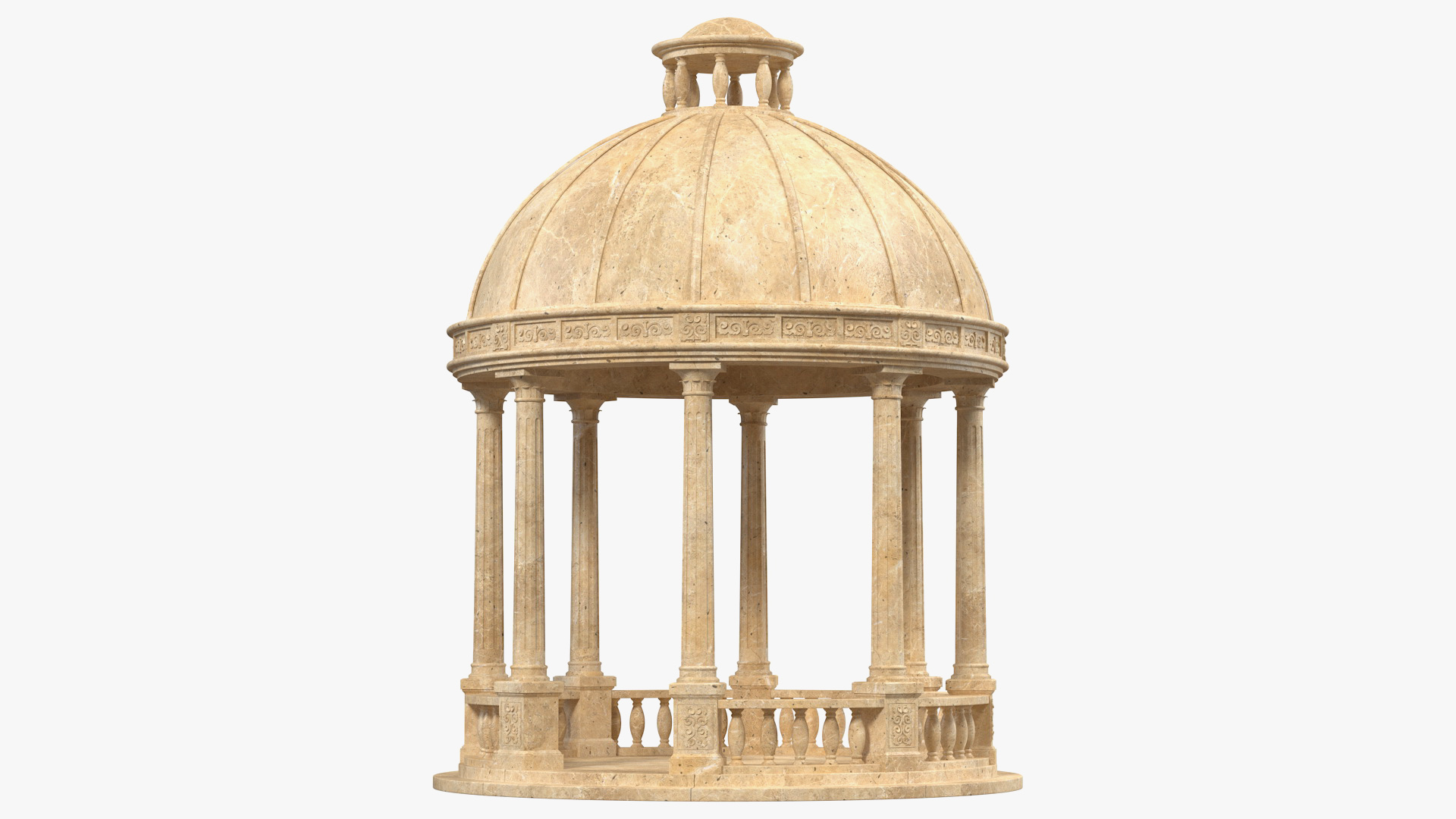 Outdoor Stone Garden Gazebo with Roof 3D