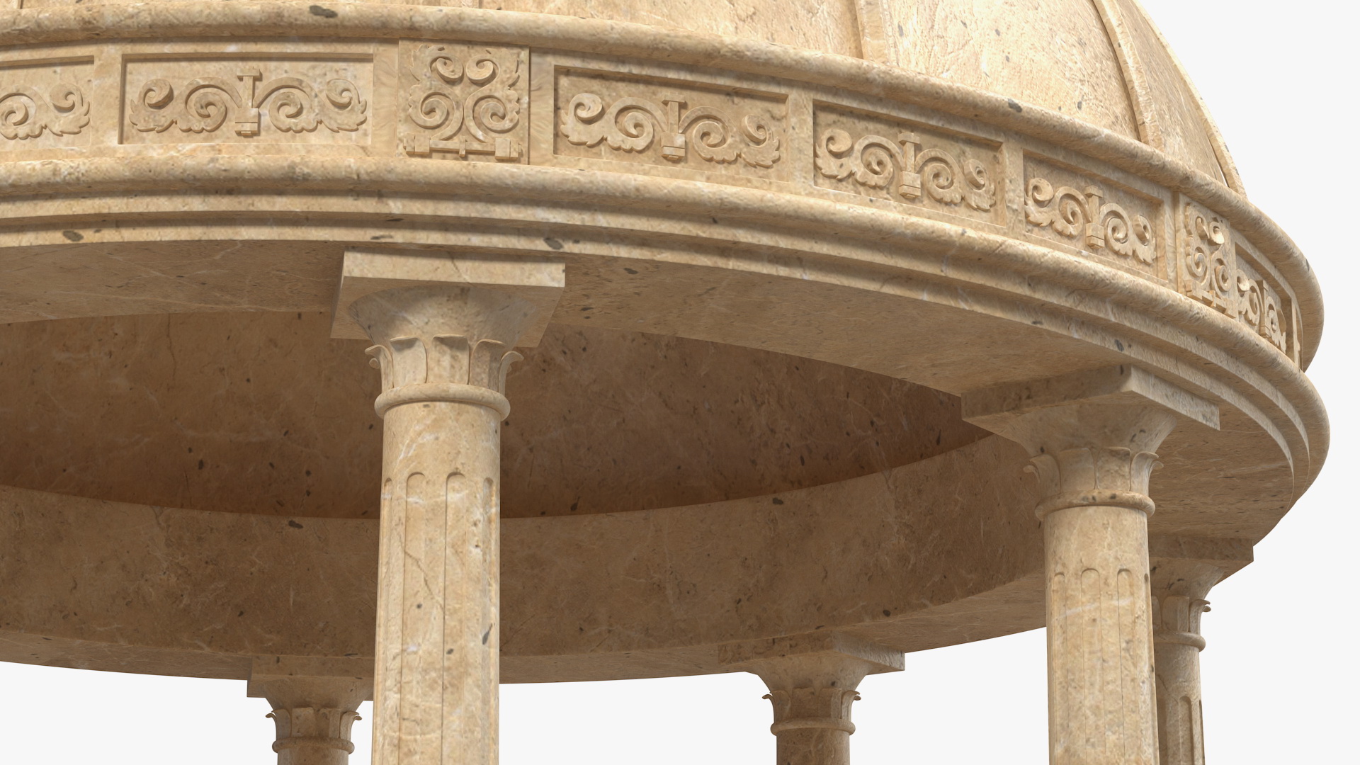 Outdoor Stone Garden Gazebo with Roof 3D