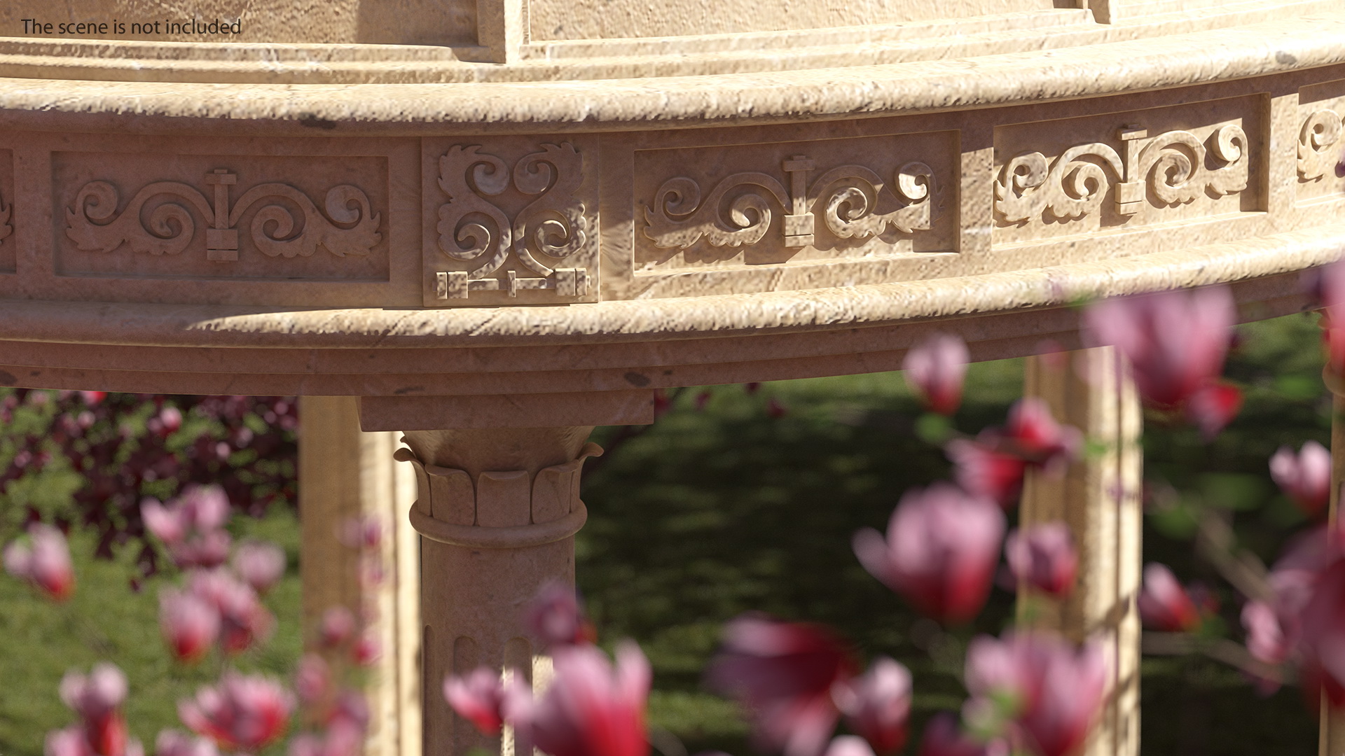 Outdoor Stone Garden Gazebo with Roof 3D