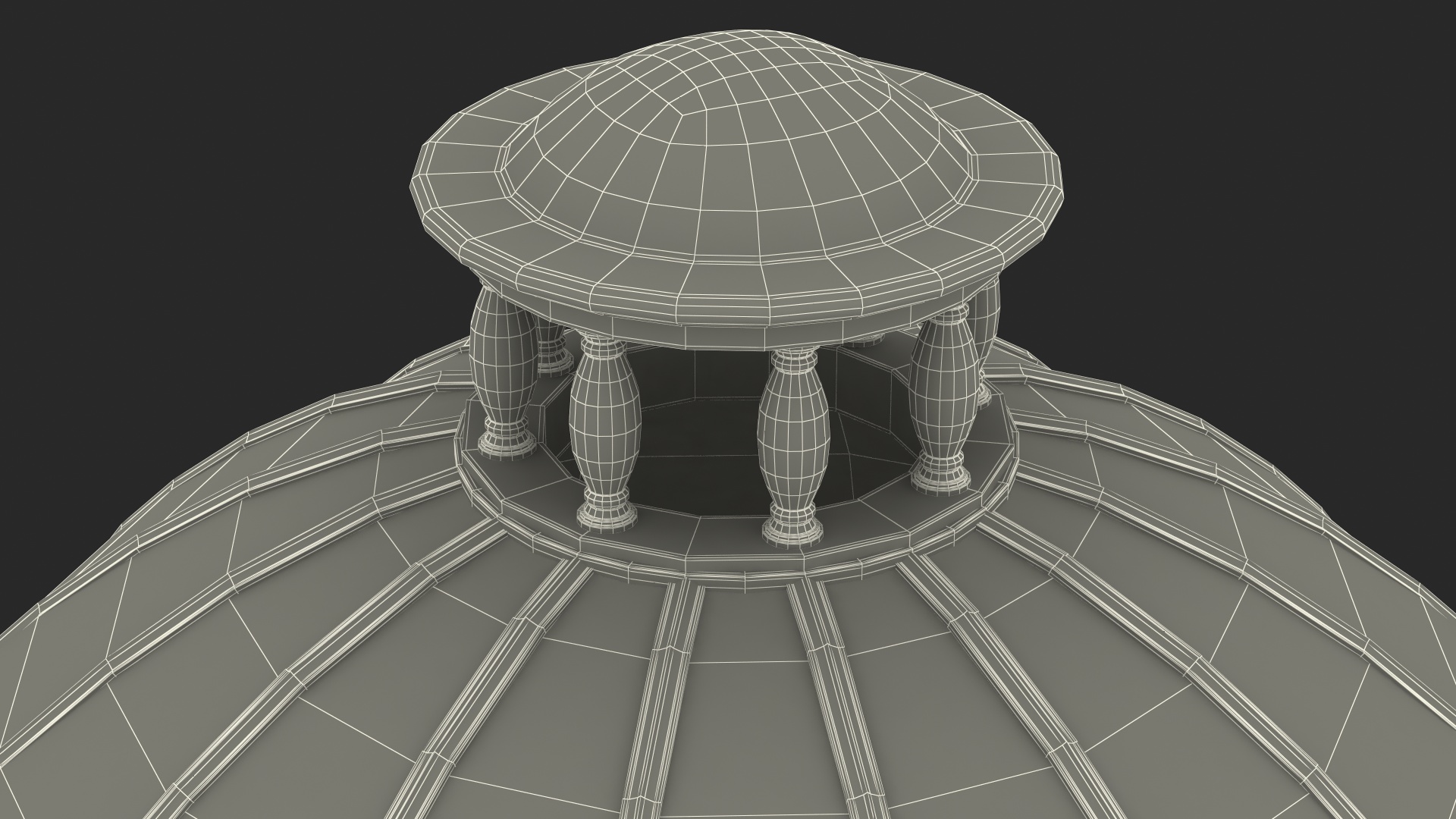 Outdoor Stone Garden Gazebo with Roof 3D