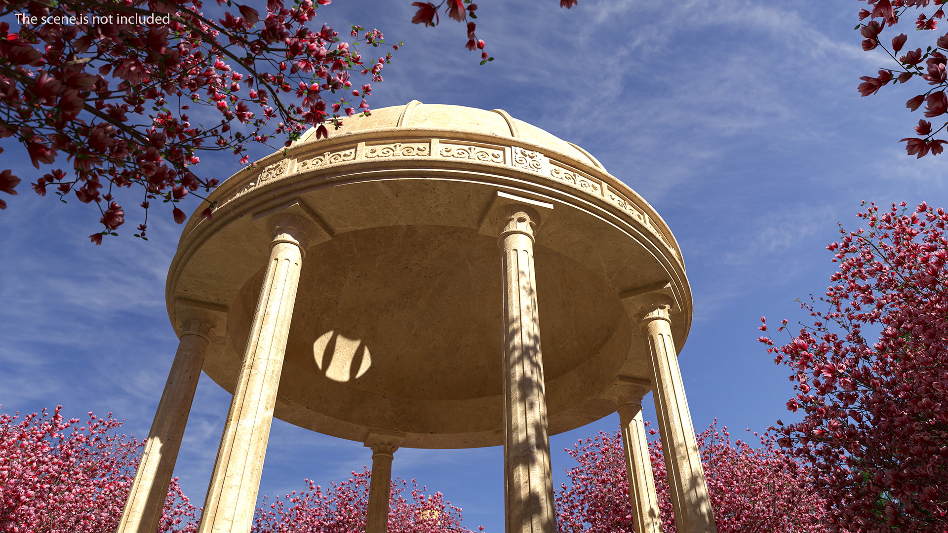 Outdoor Stone Garden Gazebo with Roof 3D