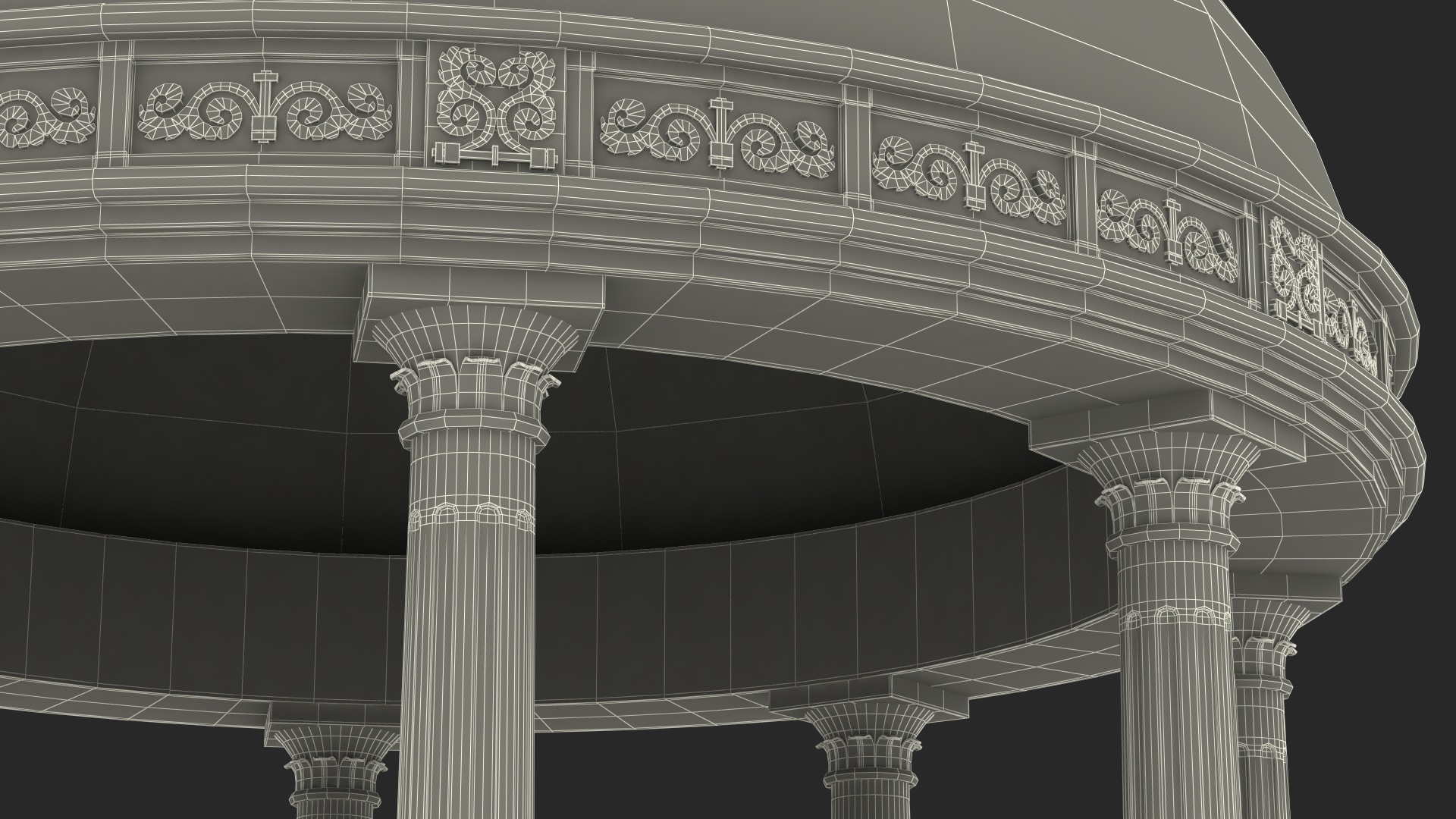 Outdoor Stone Garden Gazebo with Roof 3D