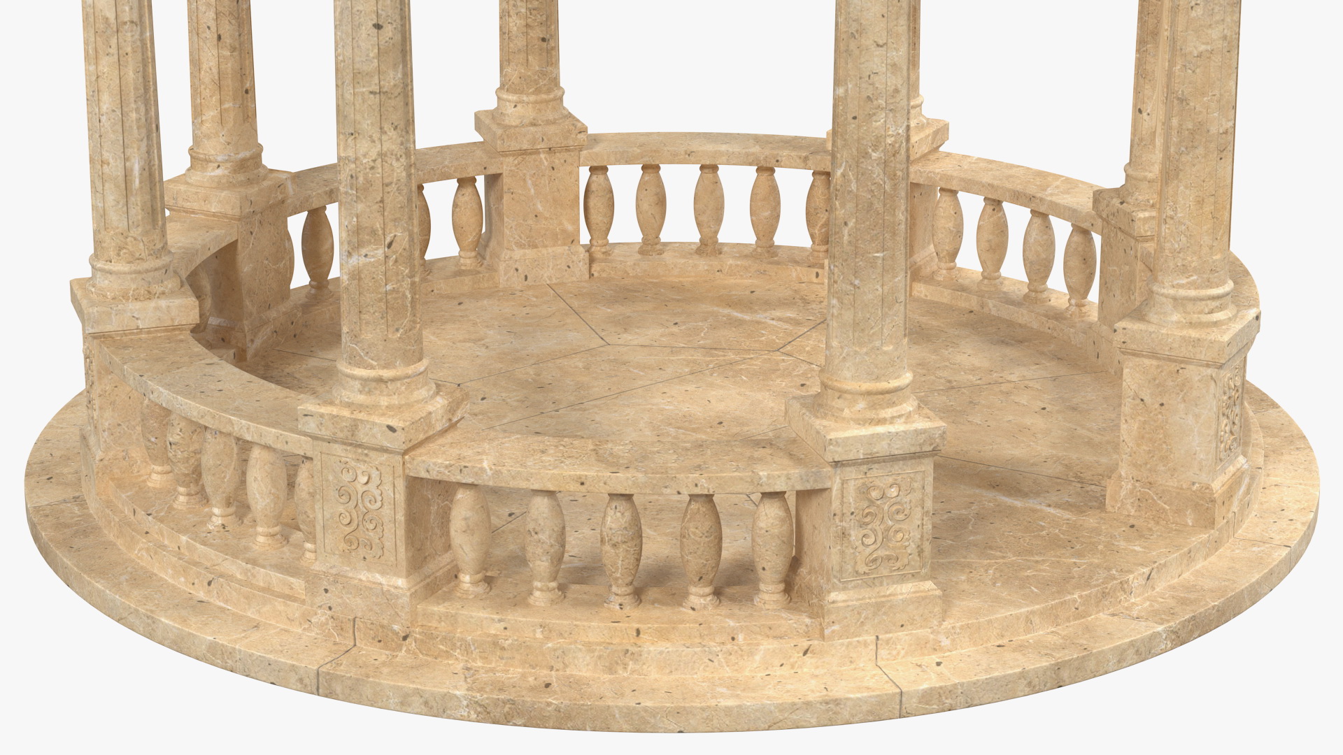 Outdoor Stone Garden Gazebo with Roof 3D