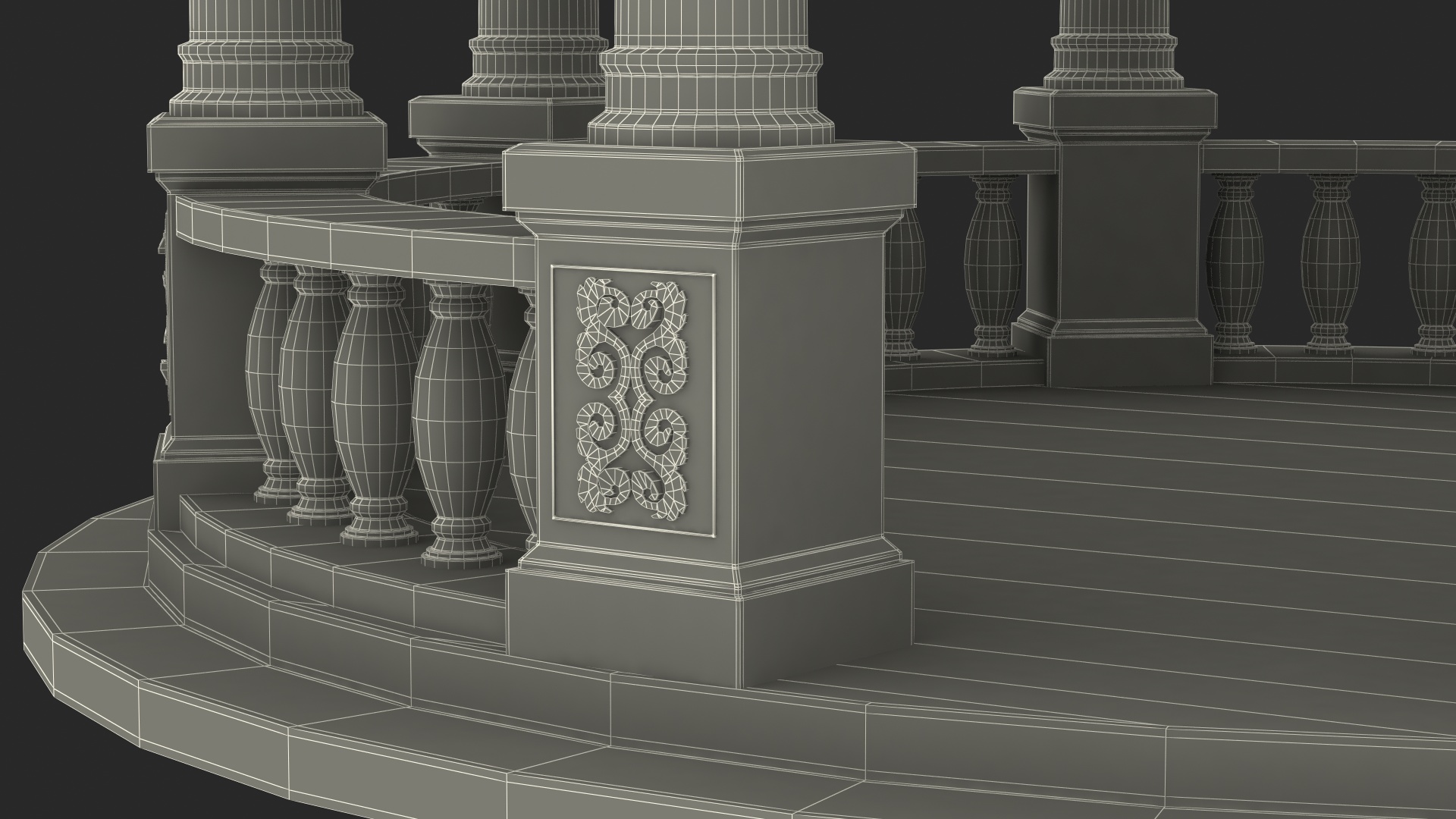 Outdoor Stone Garden Gazebo with Roof 3D