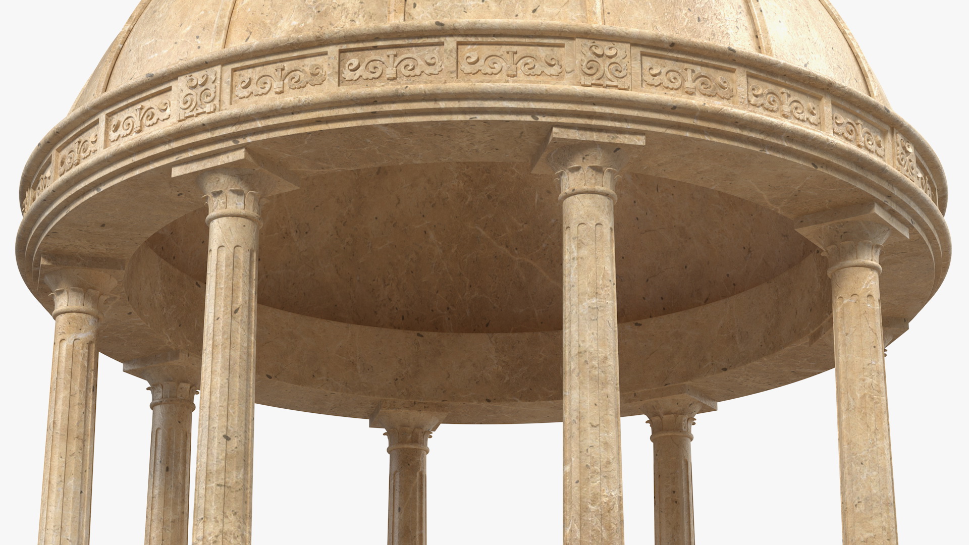 Outdoor Stone Garden Gazebo with Roof 3D