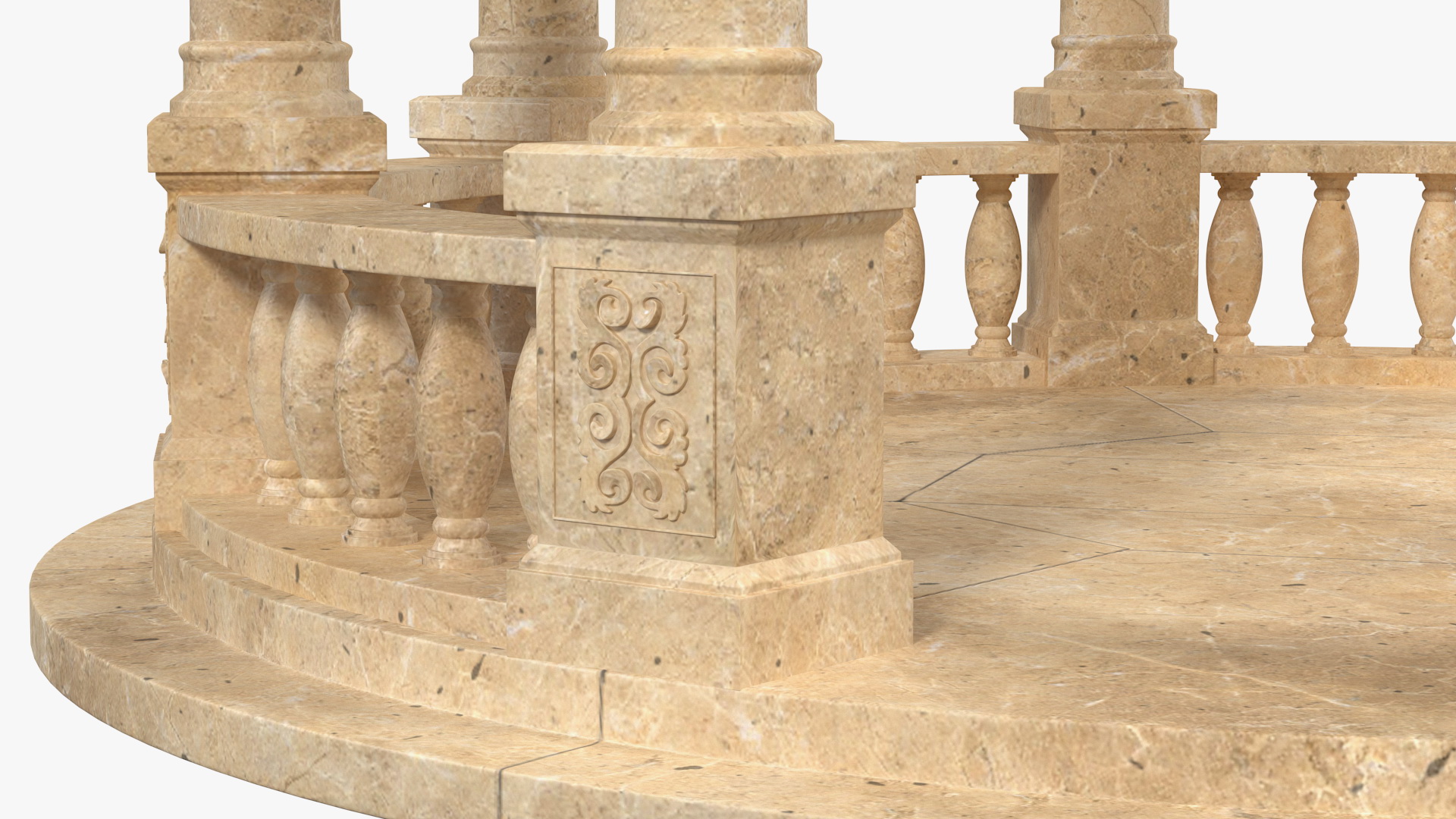 Outdoor Stone Garden Gazebo with Roof 3D