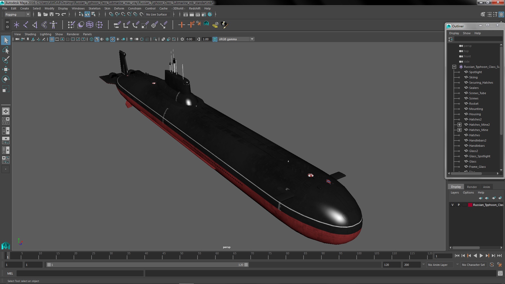 3D Russian Typhoon Class Submarine