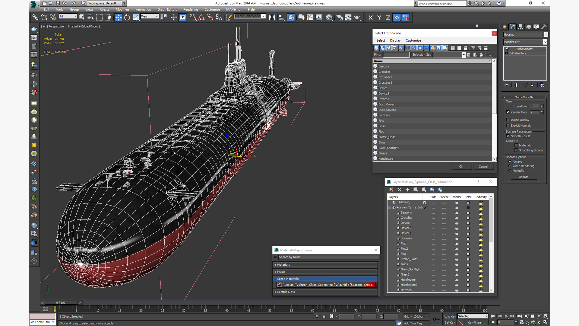 3D Russian Typhoon Class Submarine