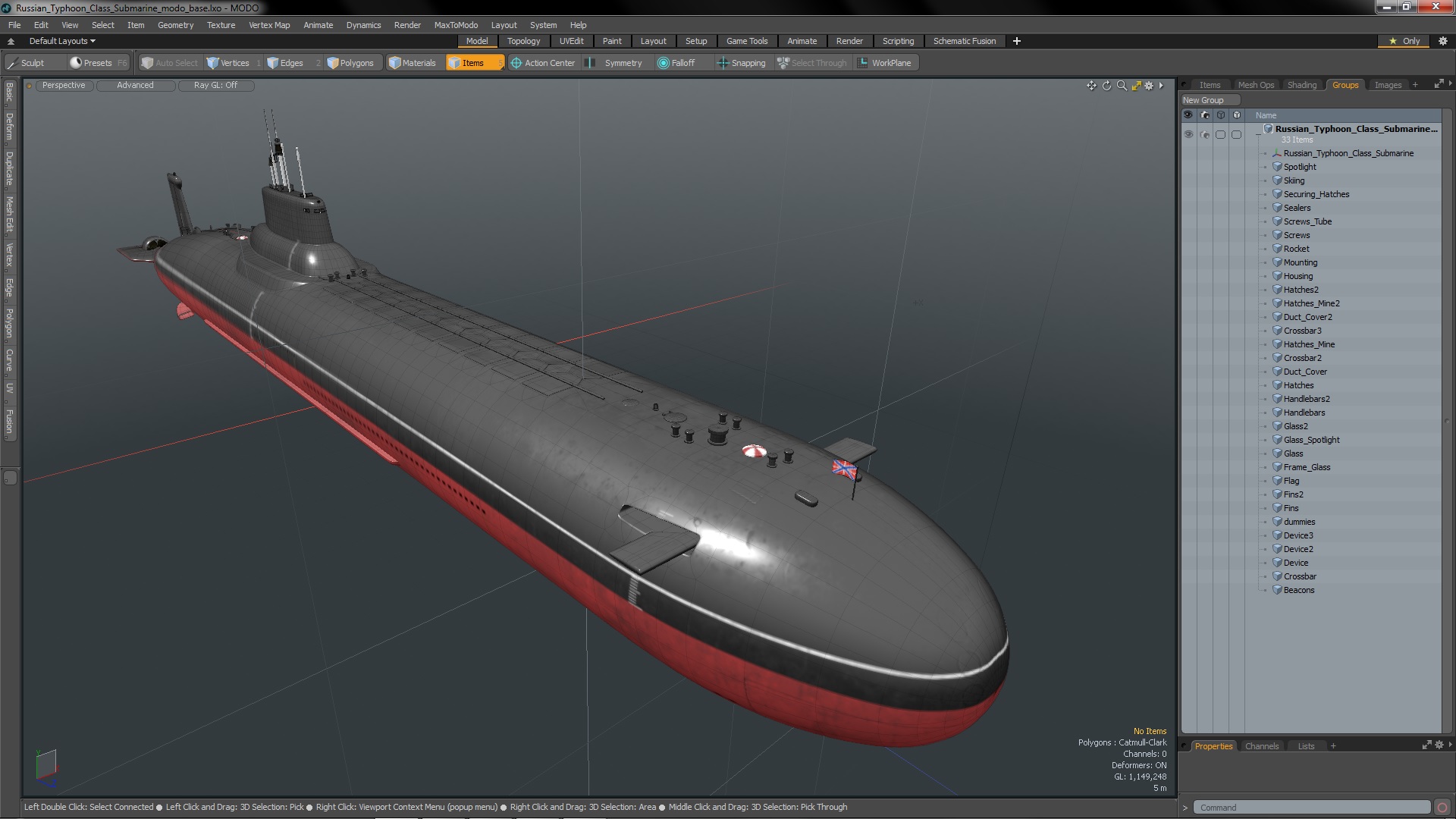 3D Russian Typhoon Class Submarine
