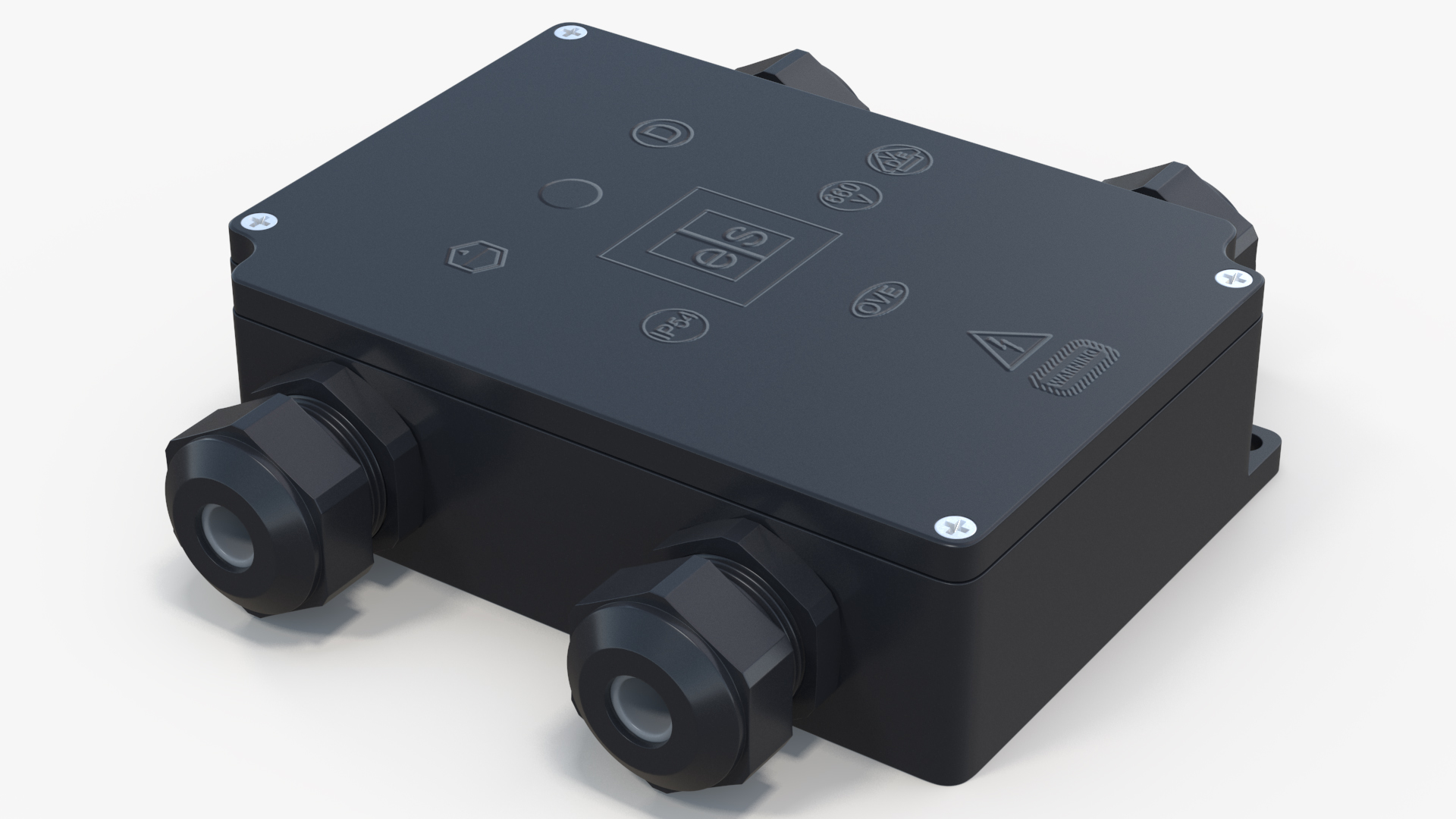Black Closed Junction Box for 4 Wires 3D