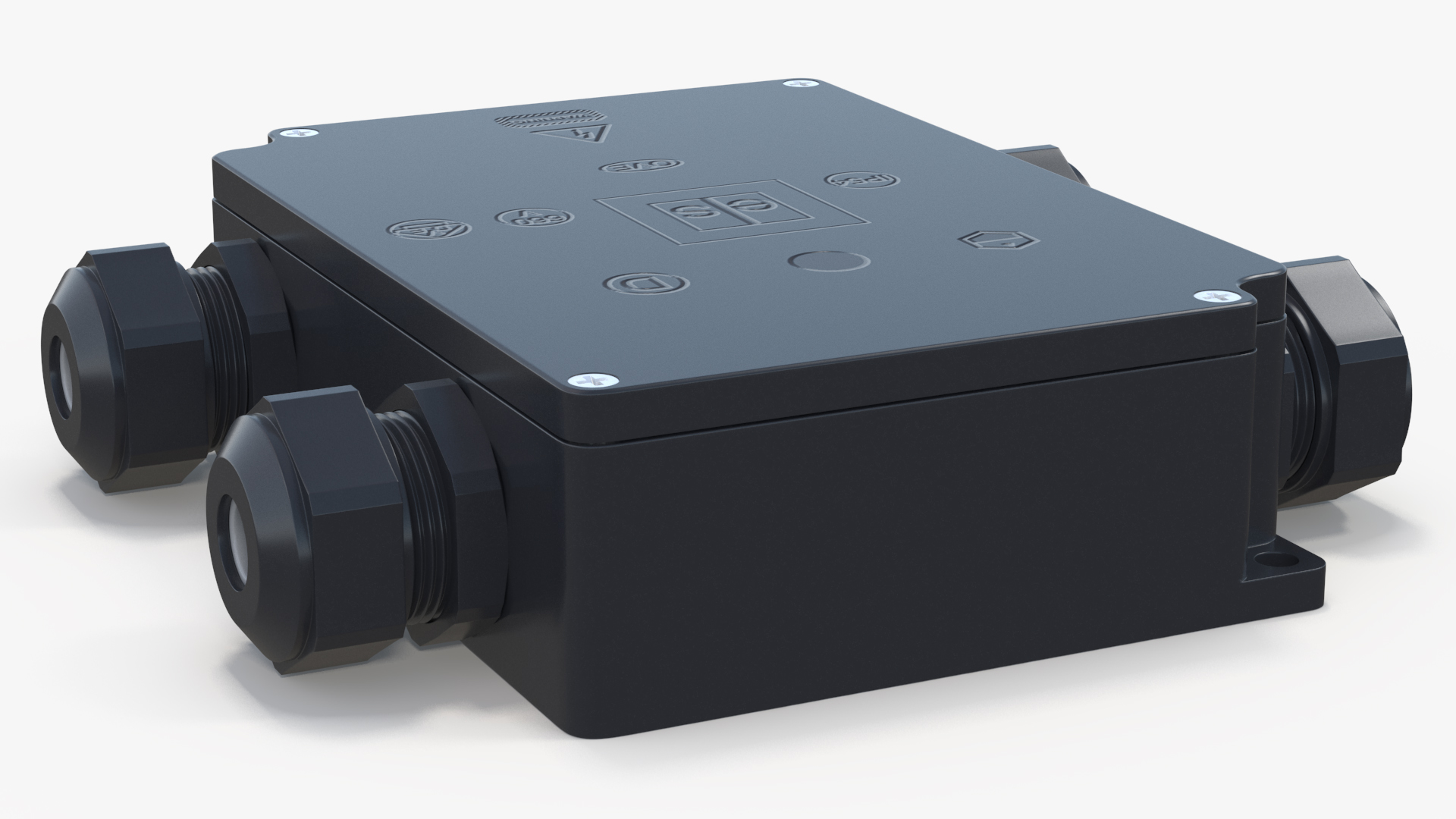 Black Closed Junction Box for 4 Wires 3D