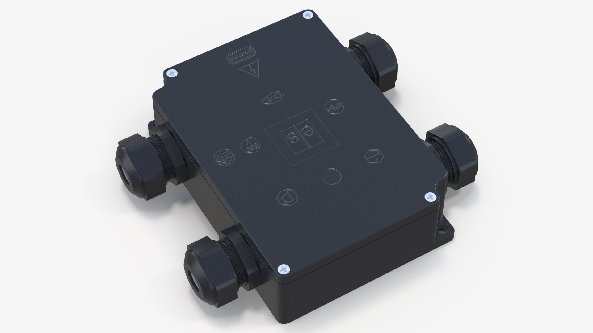 Black Closed Junction Box for 4 Wires 3D